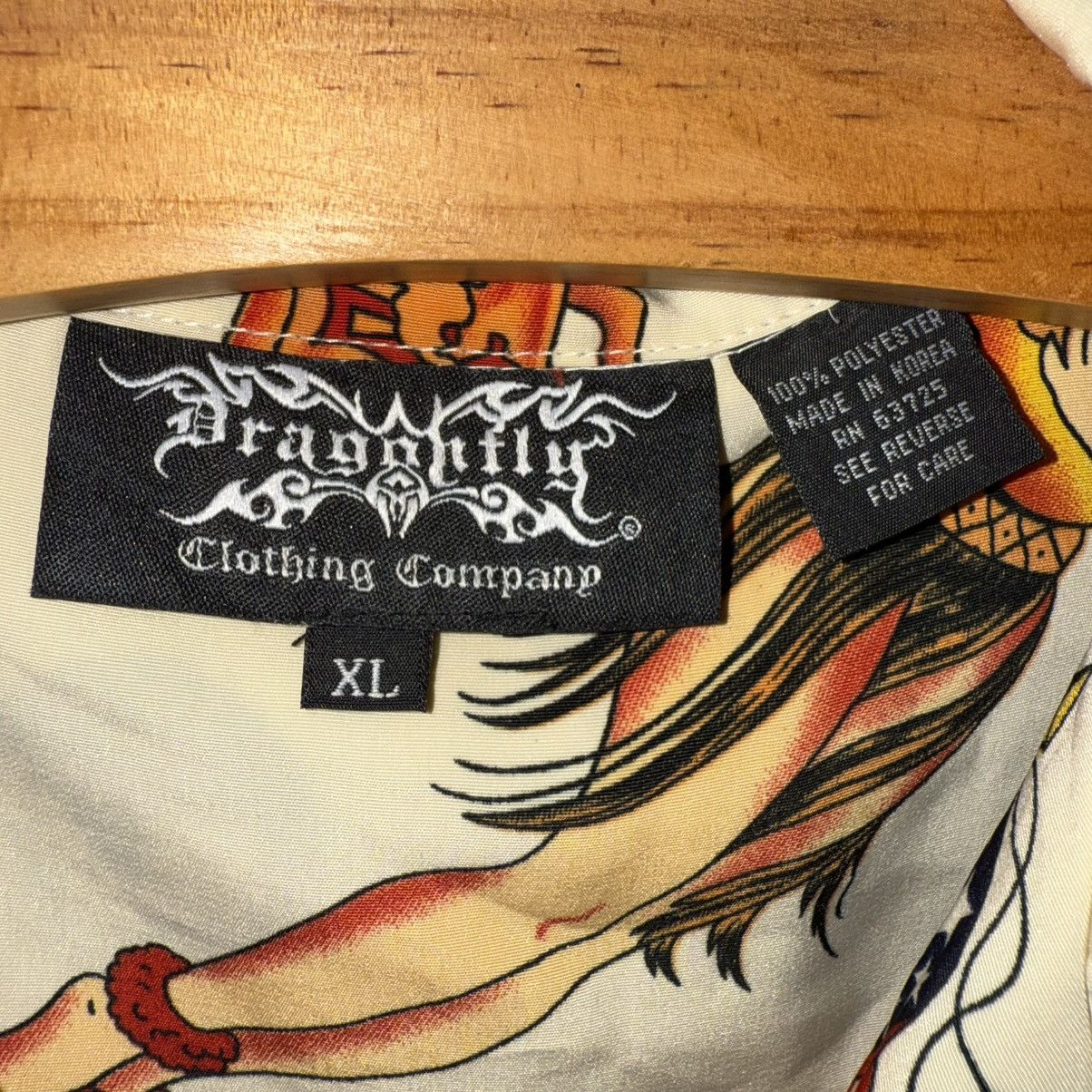 Dragonfly Vtg Y2K Dragonfly Traditional Tattoo Hawaiian Shirt Size US XL / EU 56 / 4 - 3 Thumbnail