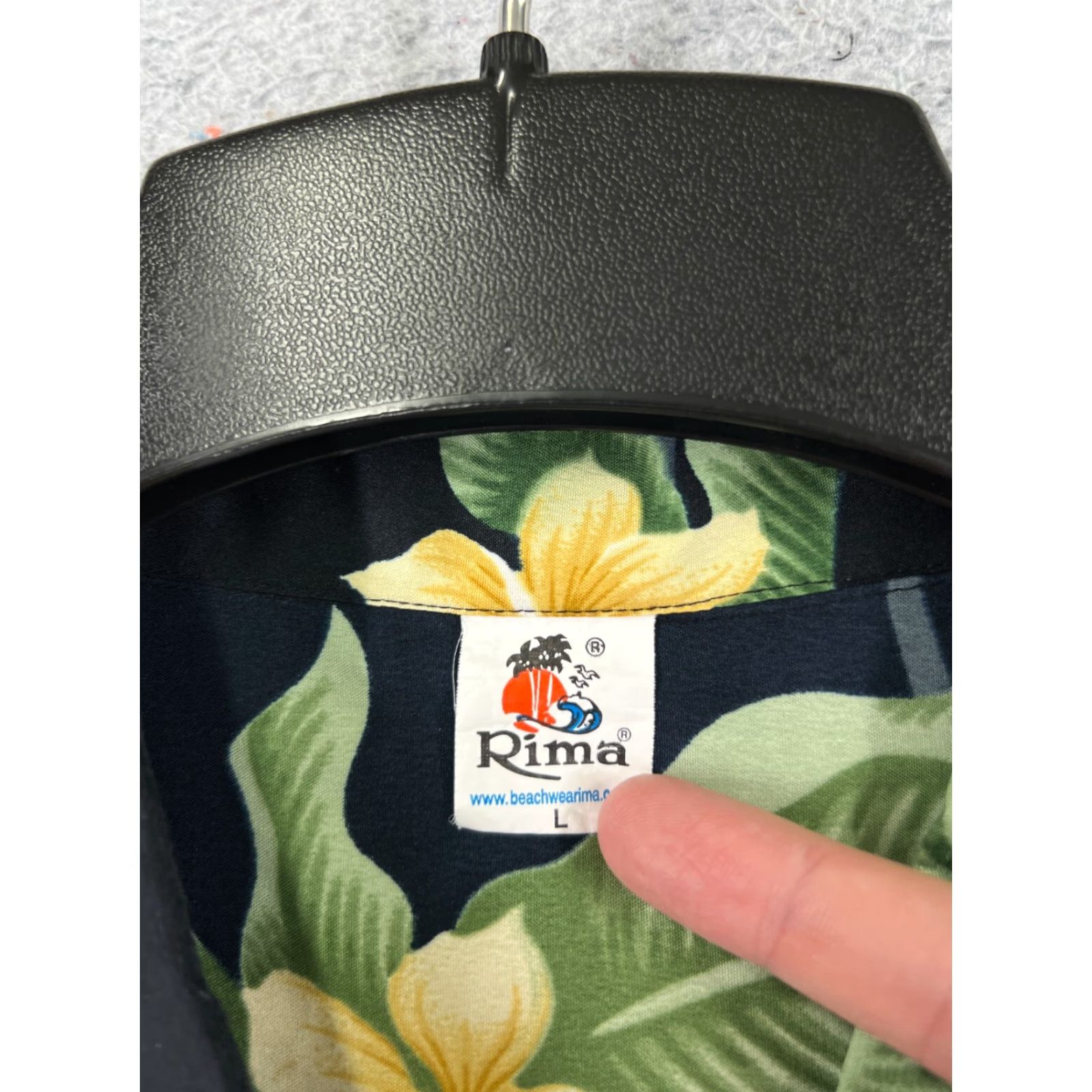 Erima Rima Shirt Black Green Floral Palm Hawaiian Adult Large 100% Polyester READ Size US L / EU 52-54 / 3 - 7 Thumbnail