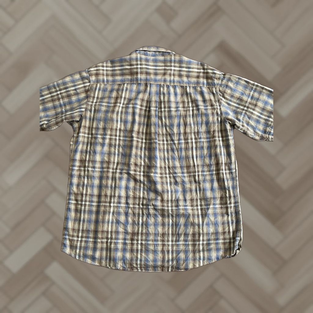 Vintage Red Head Mens Plaid Short Sleeve Button Shirt Beige Blue XL Size US 36 / EU 52 - 1 Thumbnail