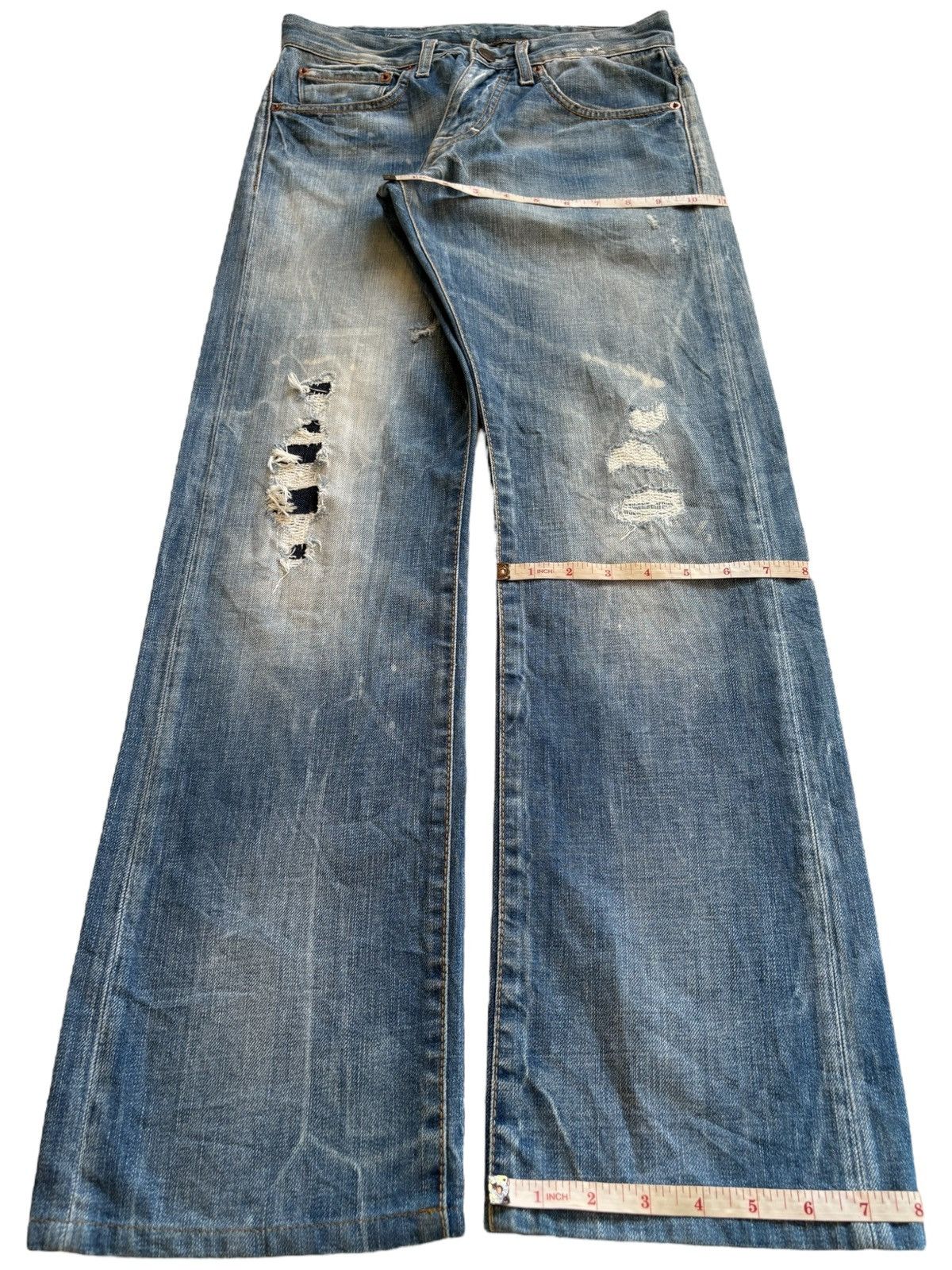 Japanese Brand × Kapital Vintage Japanese Brand Patches Distressed Rippped Loose Jean Size US 29 - 15 Thumbnail