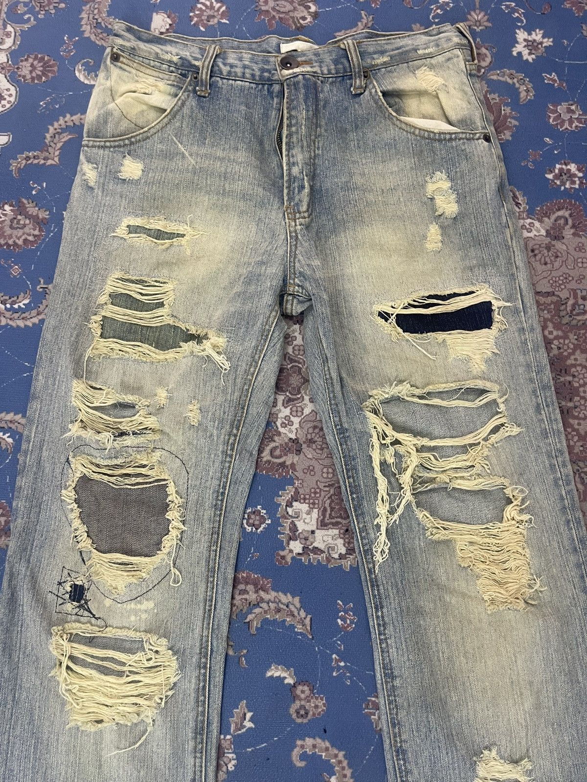 Japanese Brand ❌RUSTY DISTRESSED DENIM RIPS STREET FASHION Size US 31 - 2 Thumbnail