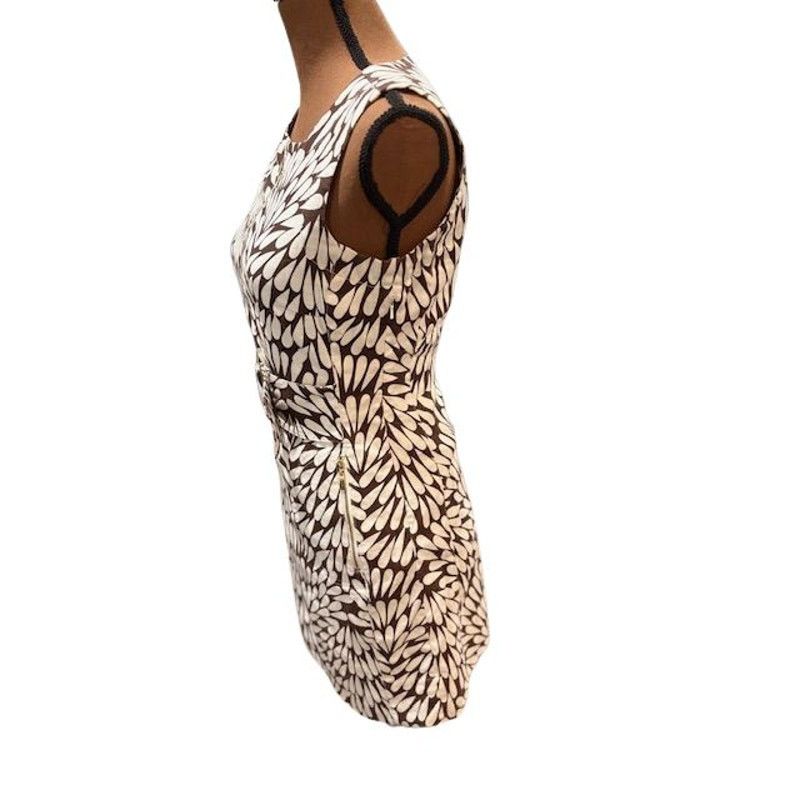 Tory Burch Tory Burch Brown & White Sleeveless Linen Mini Dress Size S / US 4 / IT 40 - 2 Thumbnail