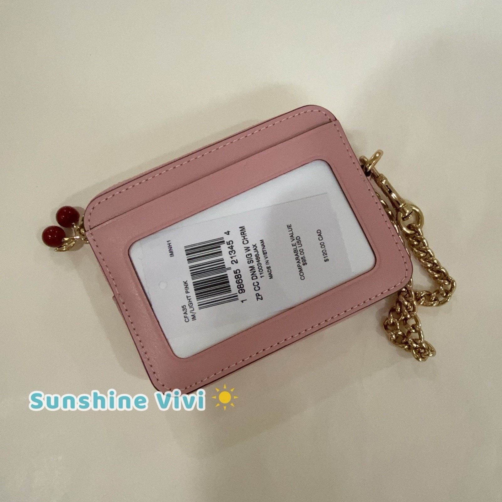 Coach NWT Coach Zip Card Case Charm CFA35 denim/Gold/Light Pink Size ONE SIZE - 7 Thumbnail