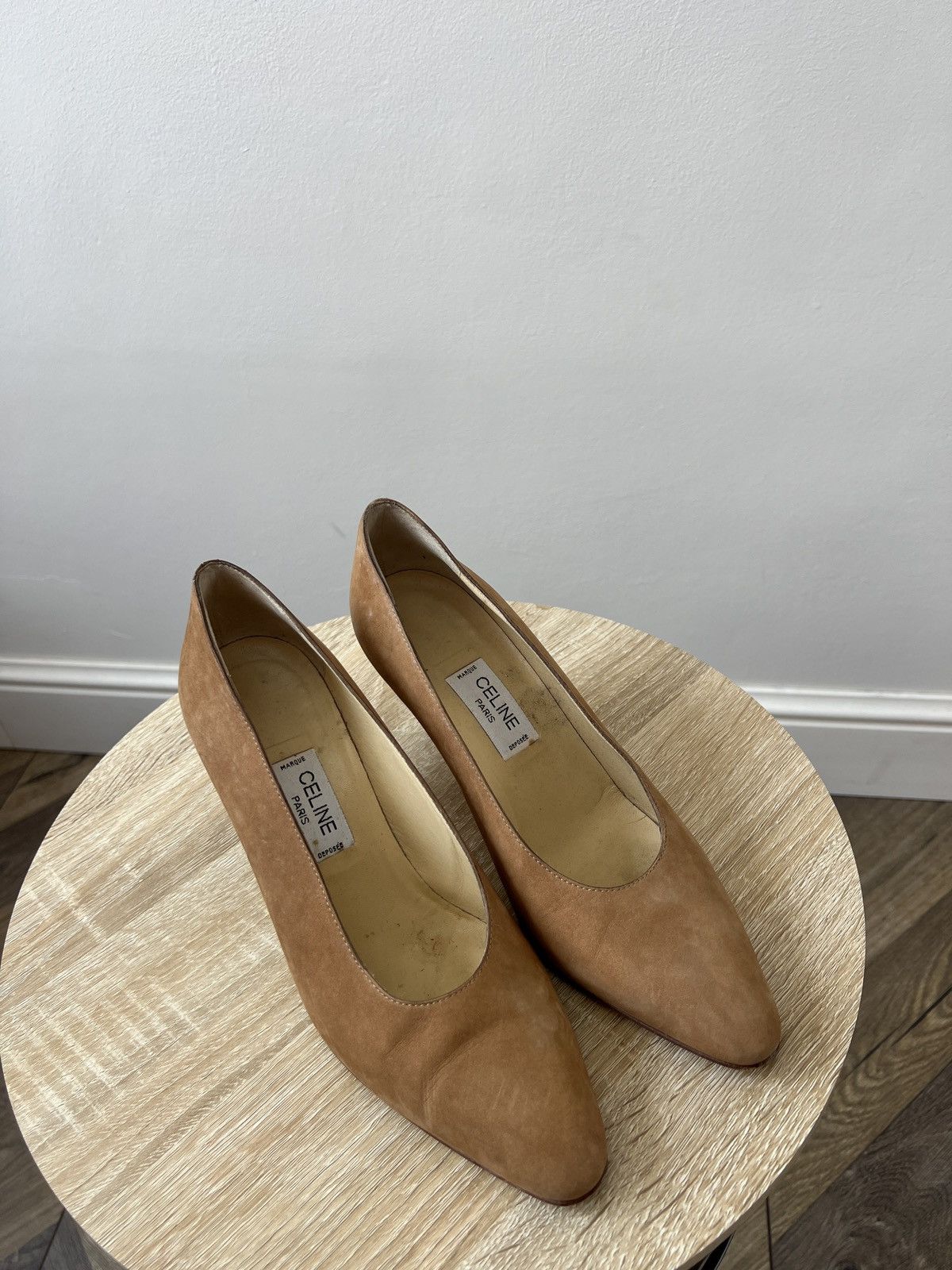 Celine Vintage Celine Women’s Brown Suede Leather Heels Pointed Toe Size US 7 / IT 37 - 4 Thumbnail