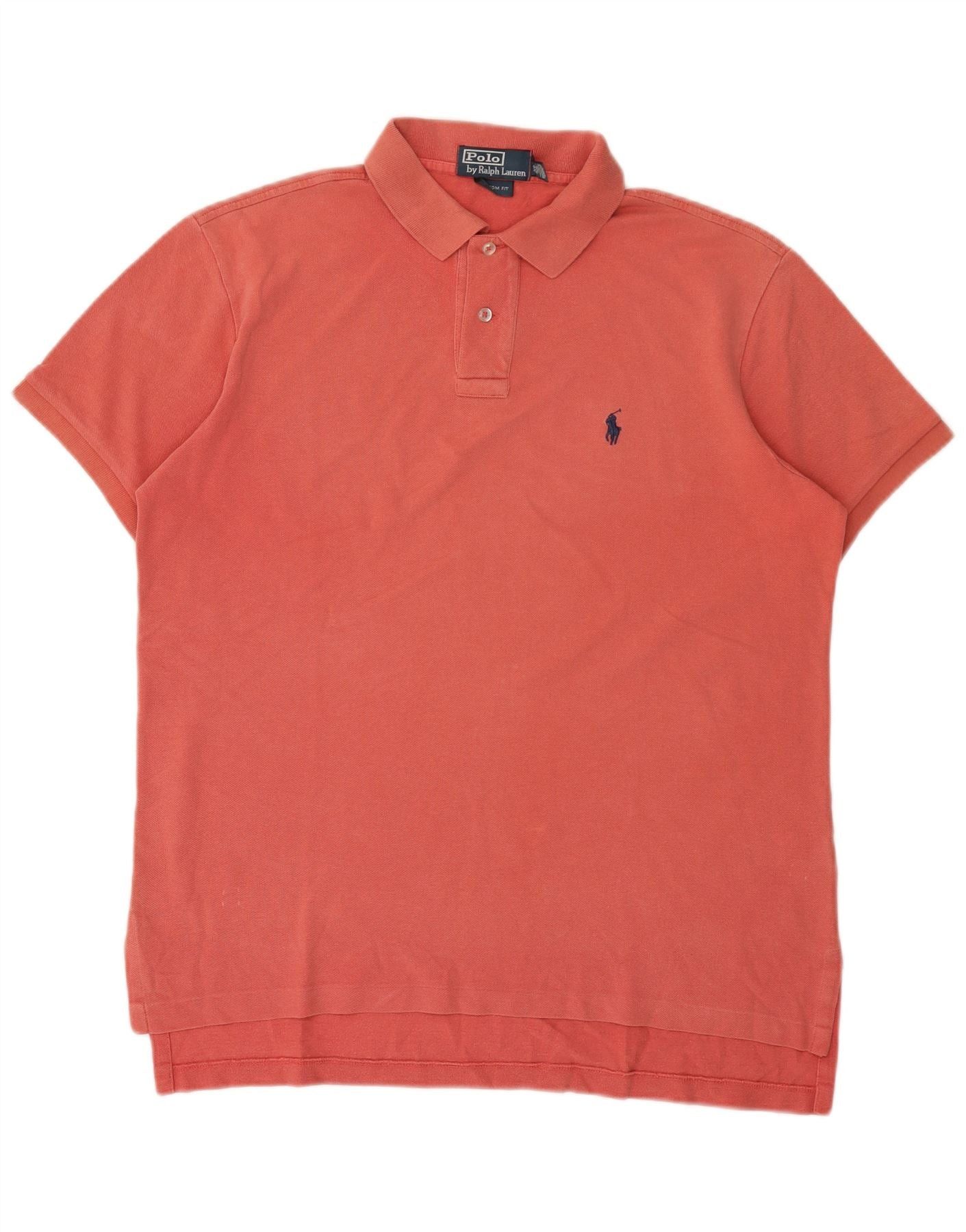 Polo Ralph Lauren Mens Custom Fit Polo Shirt Large Pink Cotton Size US L / EU 52-54 / 3 - 1 Thumbnail