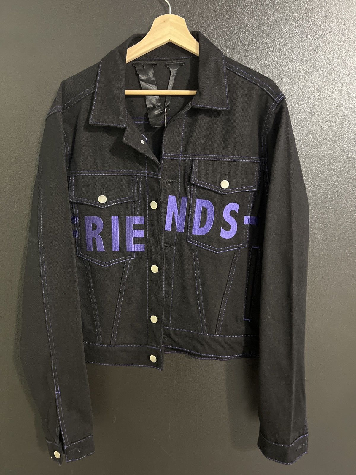 Black And Yellow Friends Denim Jacket