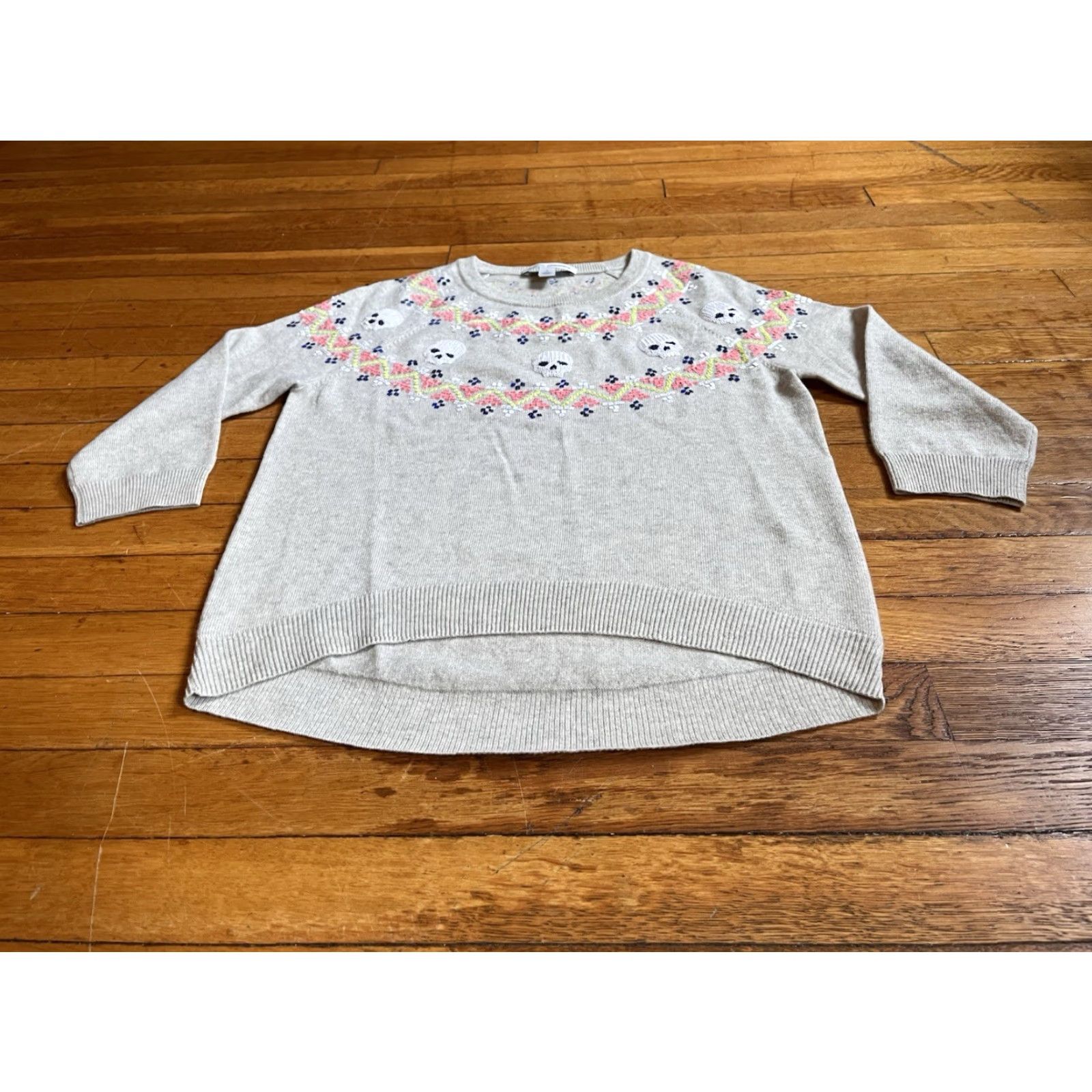 Autumn Cashmere Autumn Cashmere Sequin Skull Sweater Women’s Small Grey Size S / US 4 / IT 40 - 2 Thumbnail