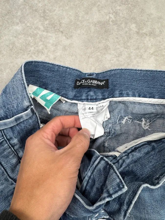 Dolce & Gabbana 2000s Dolce & Gabbana Blue Destroyed Denim Jeans Size US 30 / EU 46 - 12 Thumbnail