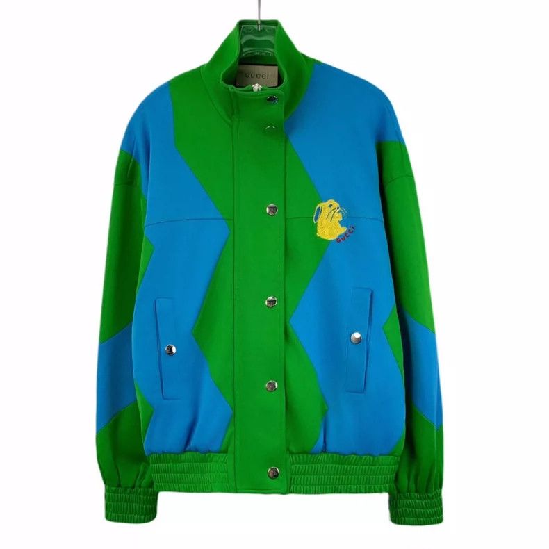 Gucci Gucci 23 green rabbit embroidered stand-up collar single-br Size US S / EU 44-46 / 1 - 1 Thumbnail