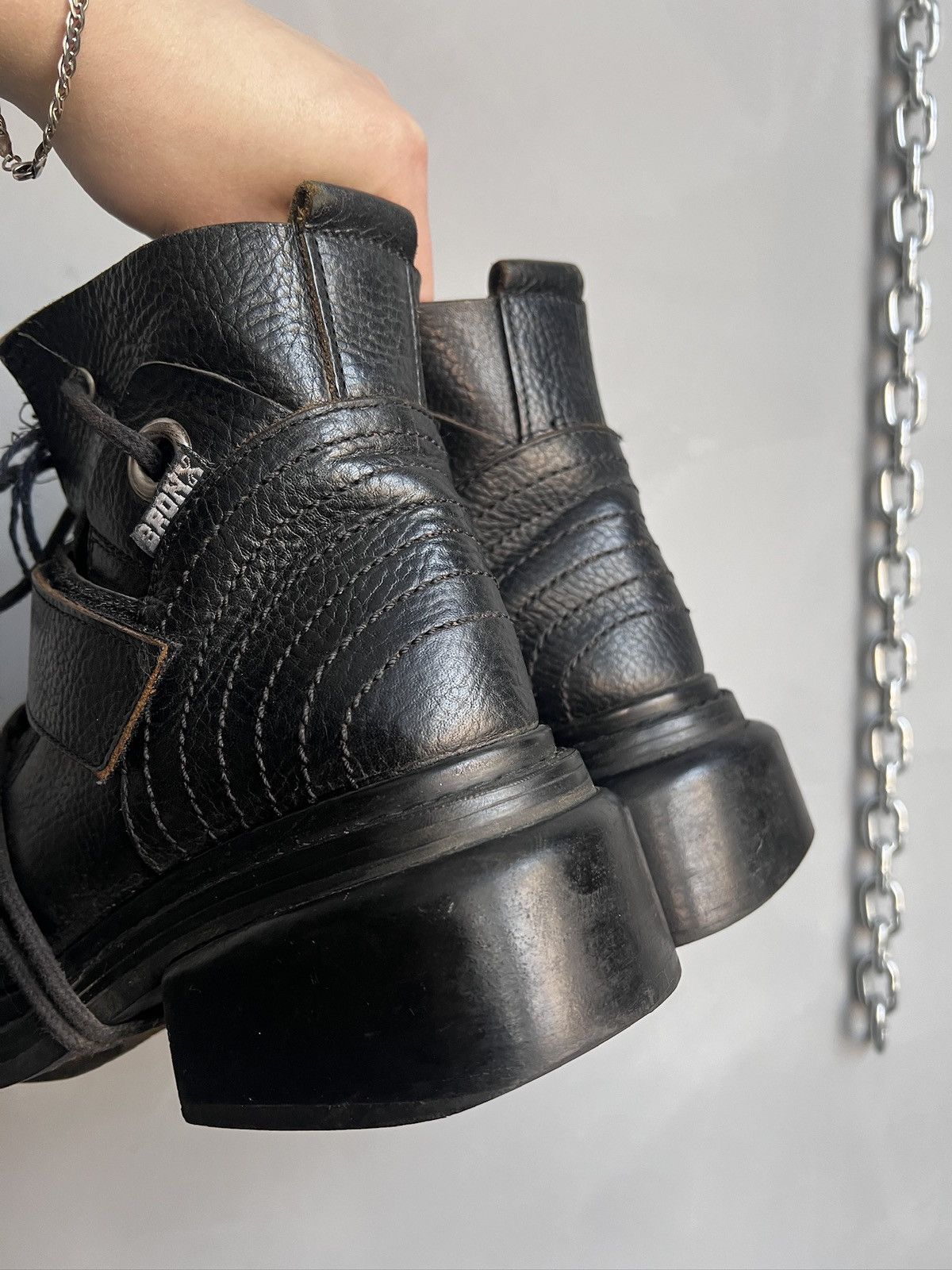Dirk Bikkembergs Laced gothic platform leather ankle boots new rock y2k Size US 5.5 / EU 38 - 4 Thumbnail