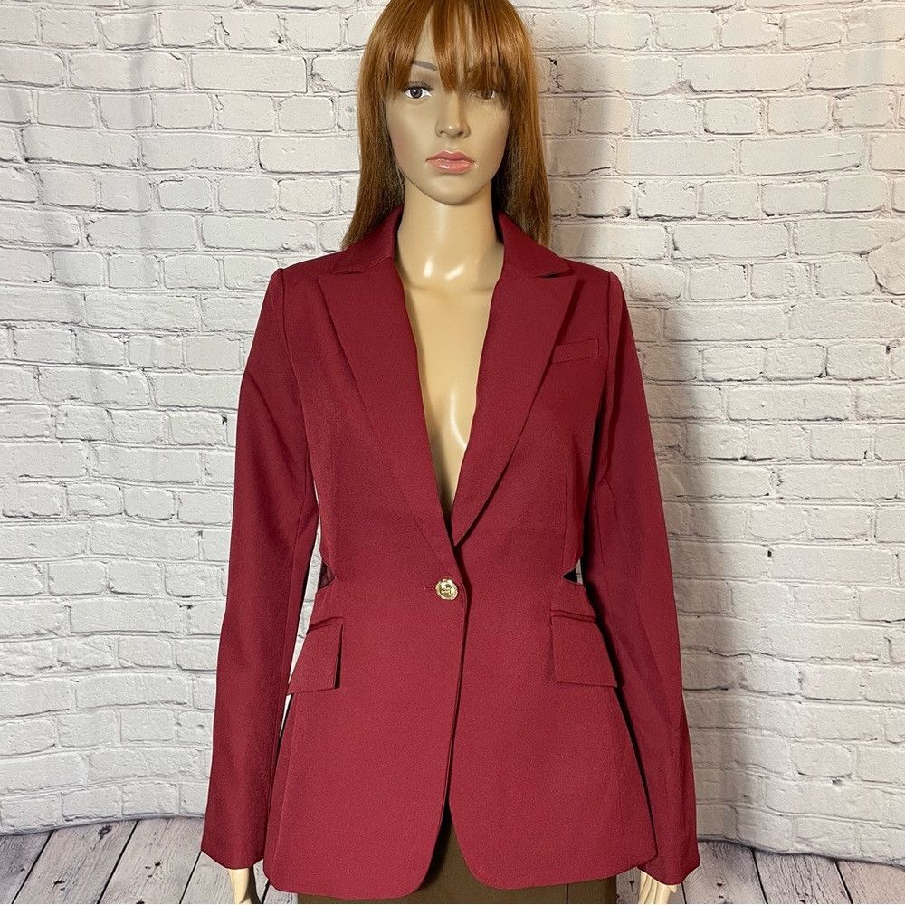Other NWT New $288 Walter Baker Felicia Merlot Cut Out Blazer Siz Size S / US 4 / IT 40 - 3 Thumbnail