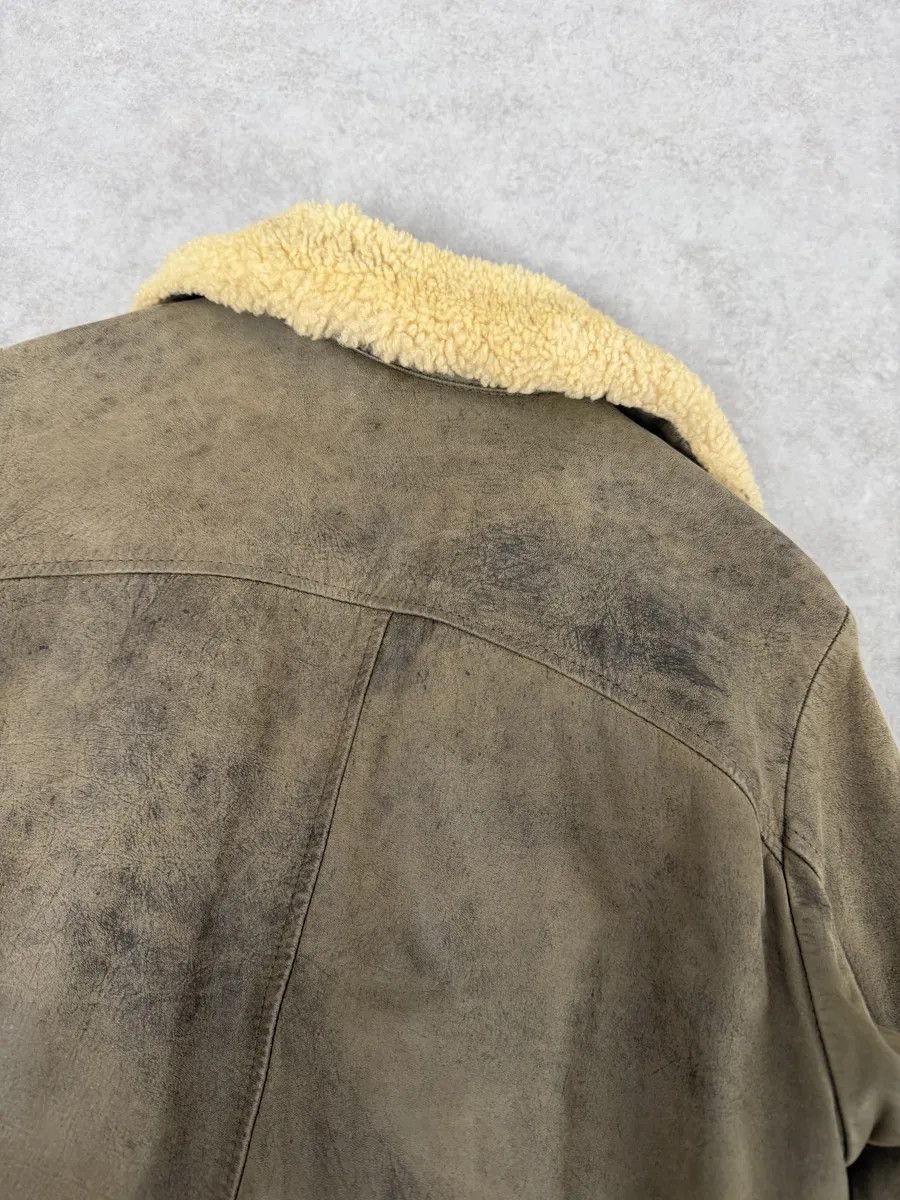 Marithe + Francois Girbaud 1980s Marithé + François Girbaud Grey Leather Shearling Bomber Jacket Size XS / US 0-2 / IT 36-38 - 8 Thumbnail