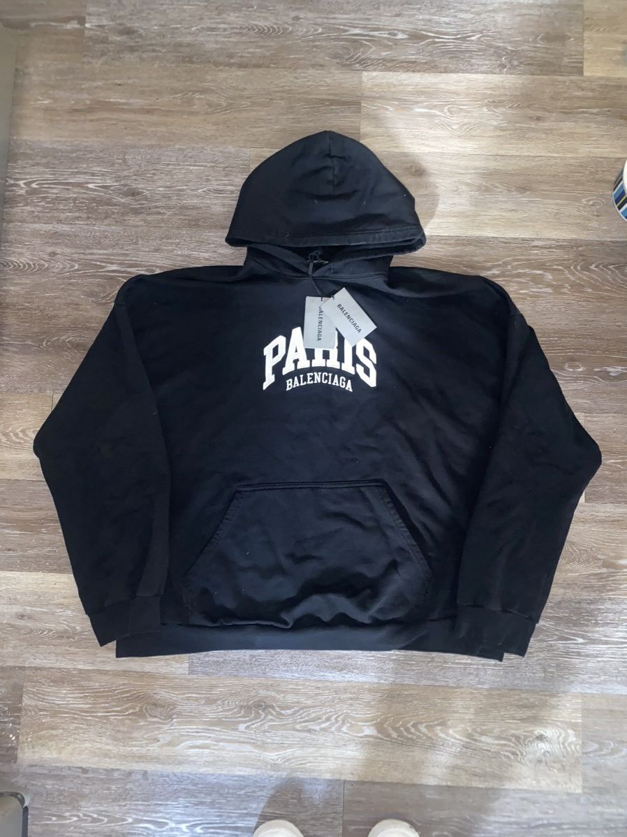 Balenciaga Balenciaga Paris College Varsity Style Hooded Pullover Size US L / EU 52-54 / 3 - 1 Thumbnail