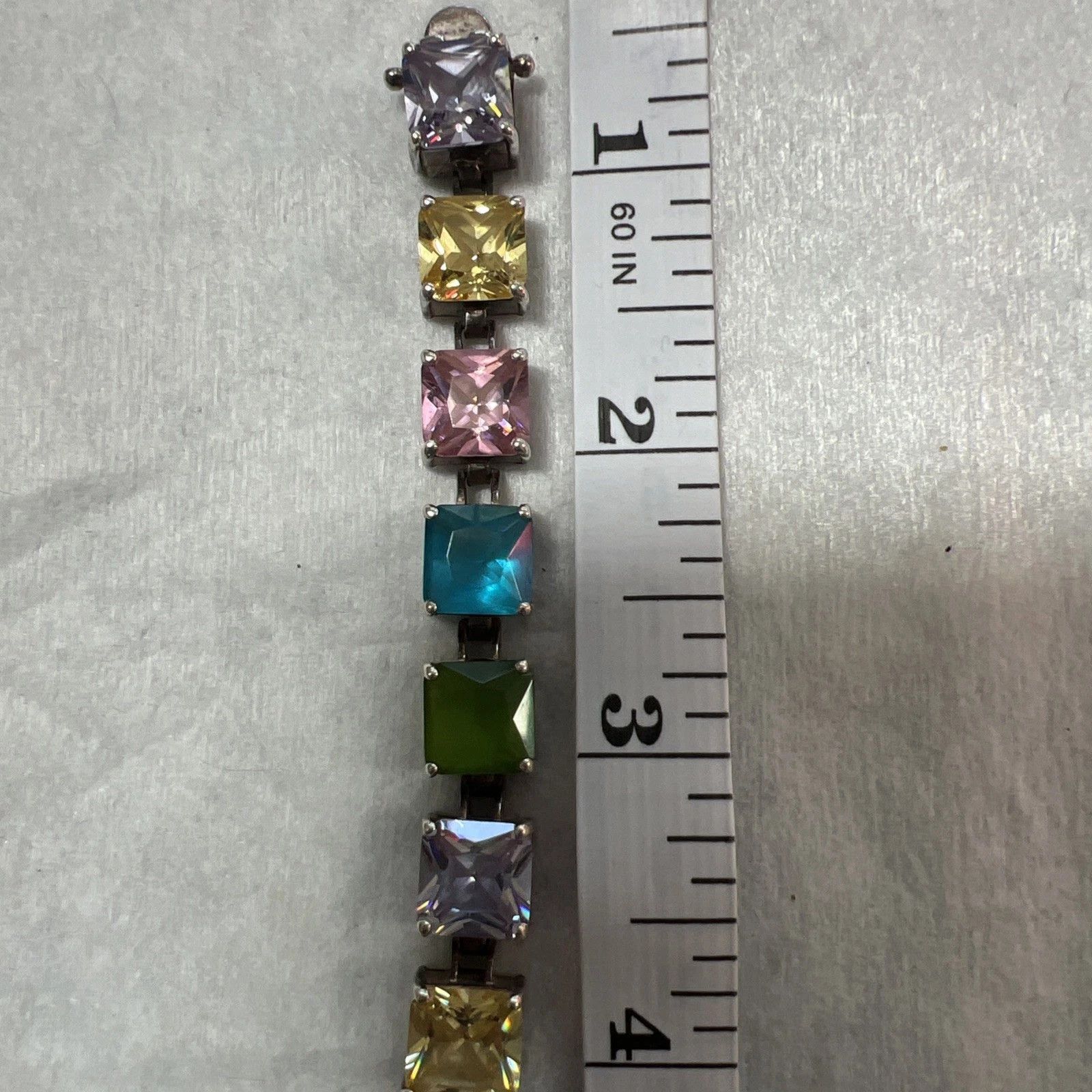 Sterling Silver Sterling Silver Tennis Bracelet 7 Multicolor Rainbow Size ONE SIZE - 2 Thumbnail
