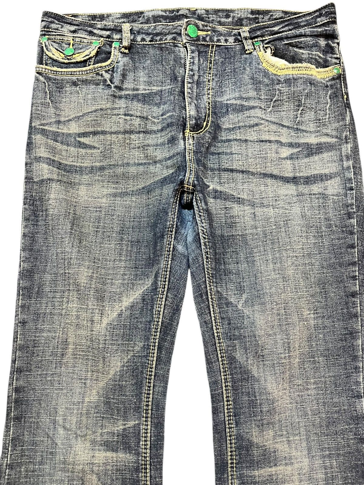 Japanese Brand Vintage Japanese Brand Flare Emboidery Stretch Denim Size US 35 - 2 Thumbnail