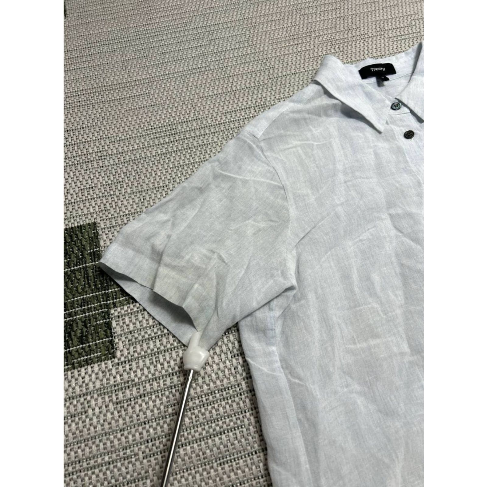 Theory Theory Shirt Womens Small White Linen Curved Hem Button Up Size S / US 4 / IT 40 - 4 Thumbnail