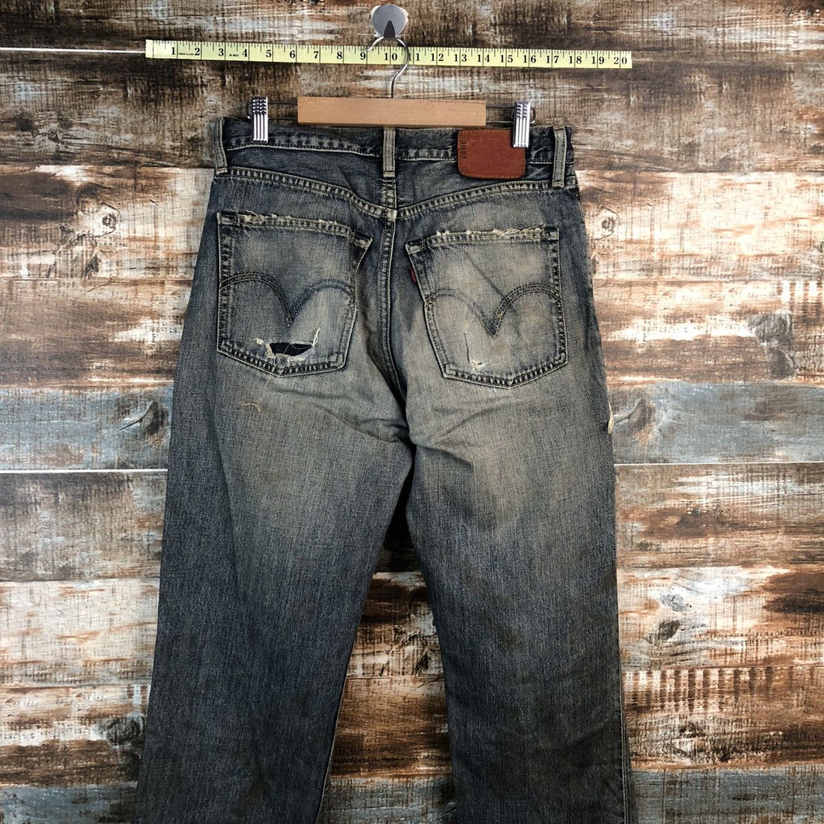 Levi's 503 Levis Blue ripped distressed Denim jeans #A2615 Size US 30 / EU 46 - 16 Thumbnail