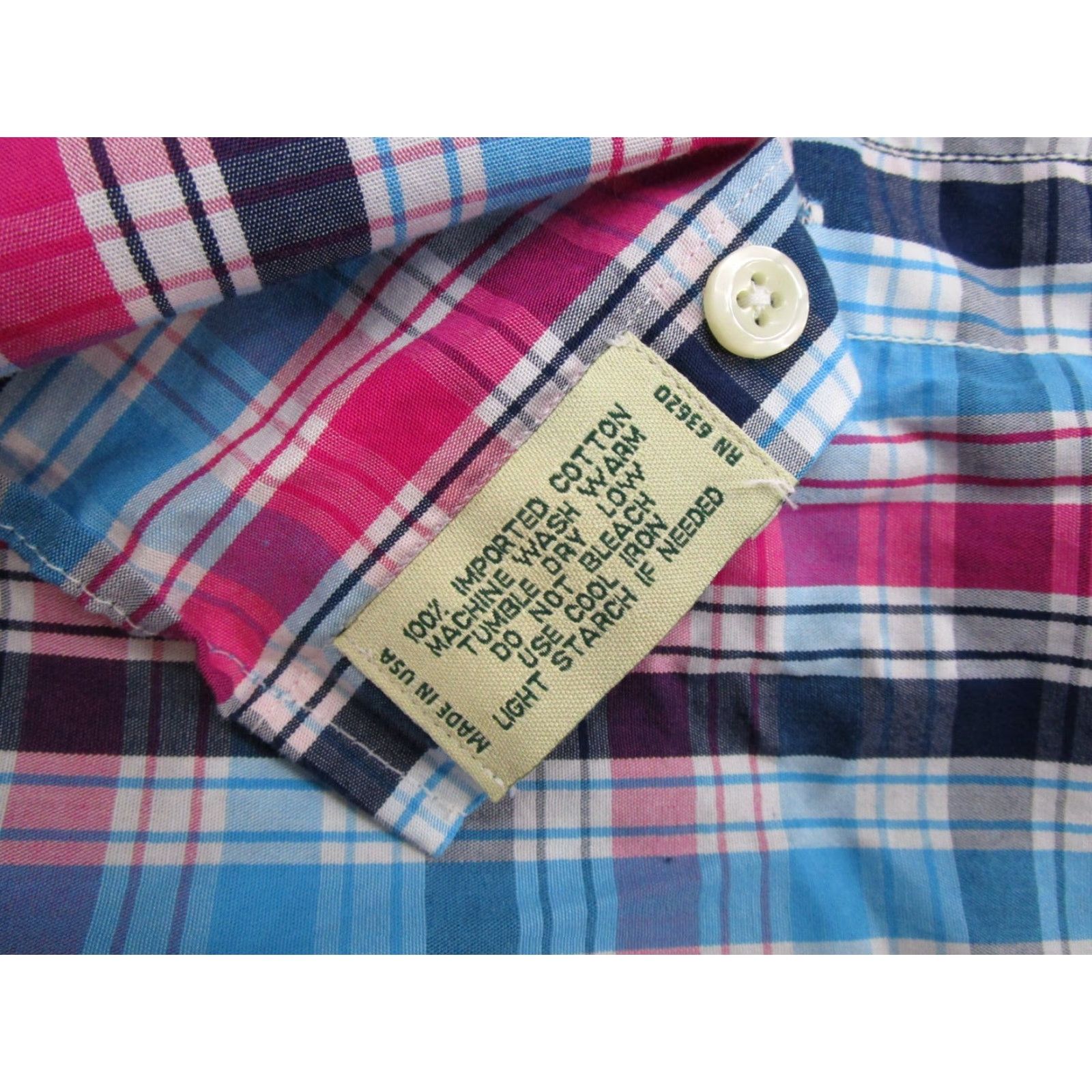 Pinko Gitman Bros. Pink Plaid Long Sleeve Dress Shirt Mens Size M USA Made Career Size 40R - 4 Thumbnail