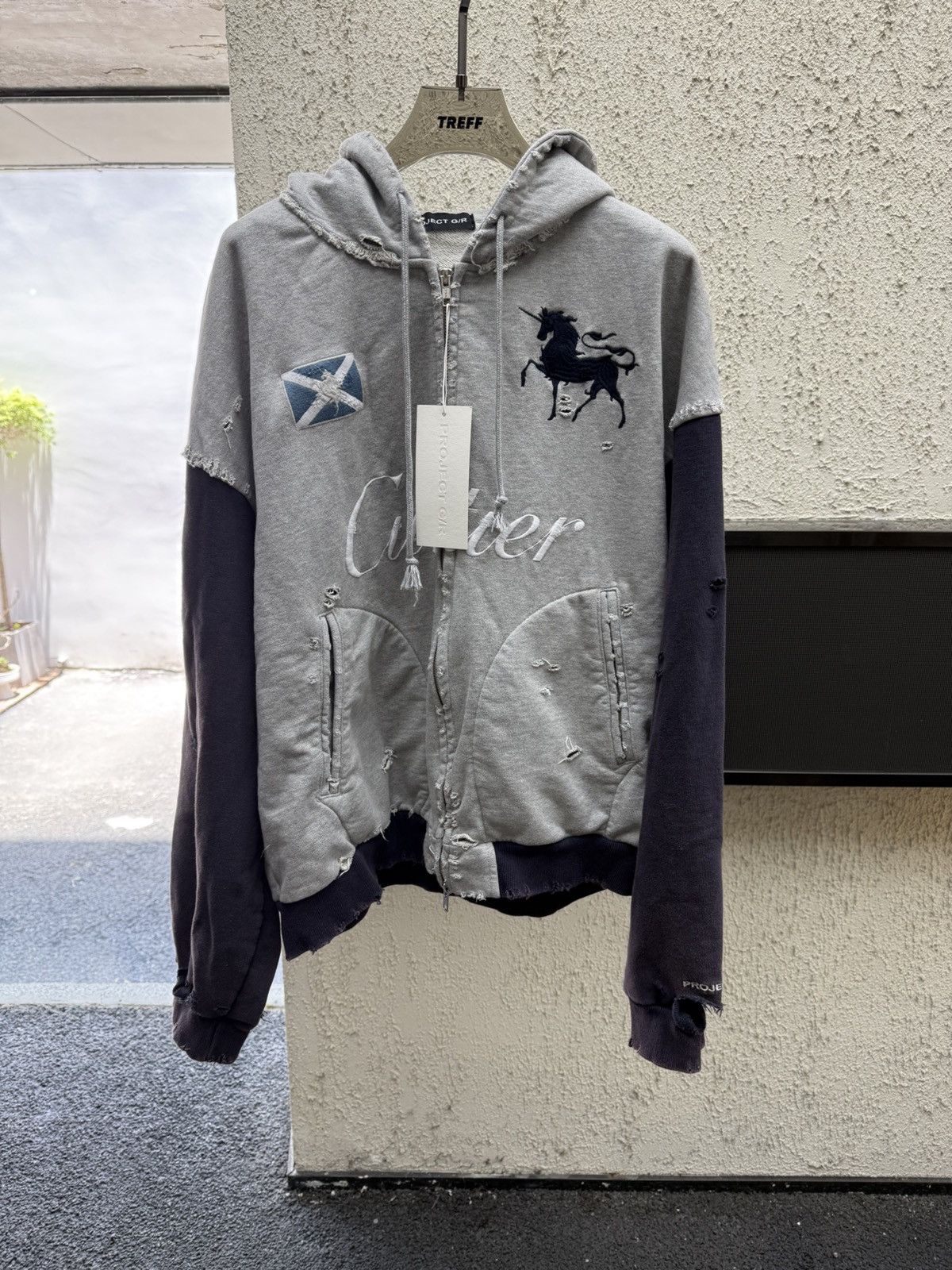 【PROJECT G/R】 REWORKED SPORT HOODIE - NAVY Project GR Navy Reworked Sport Hoodie