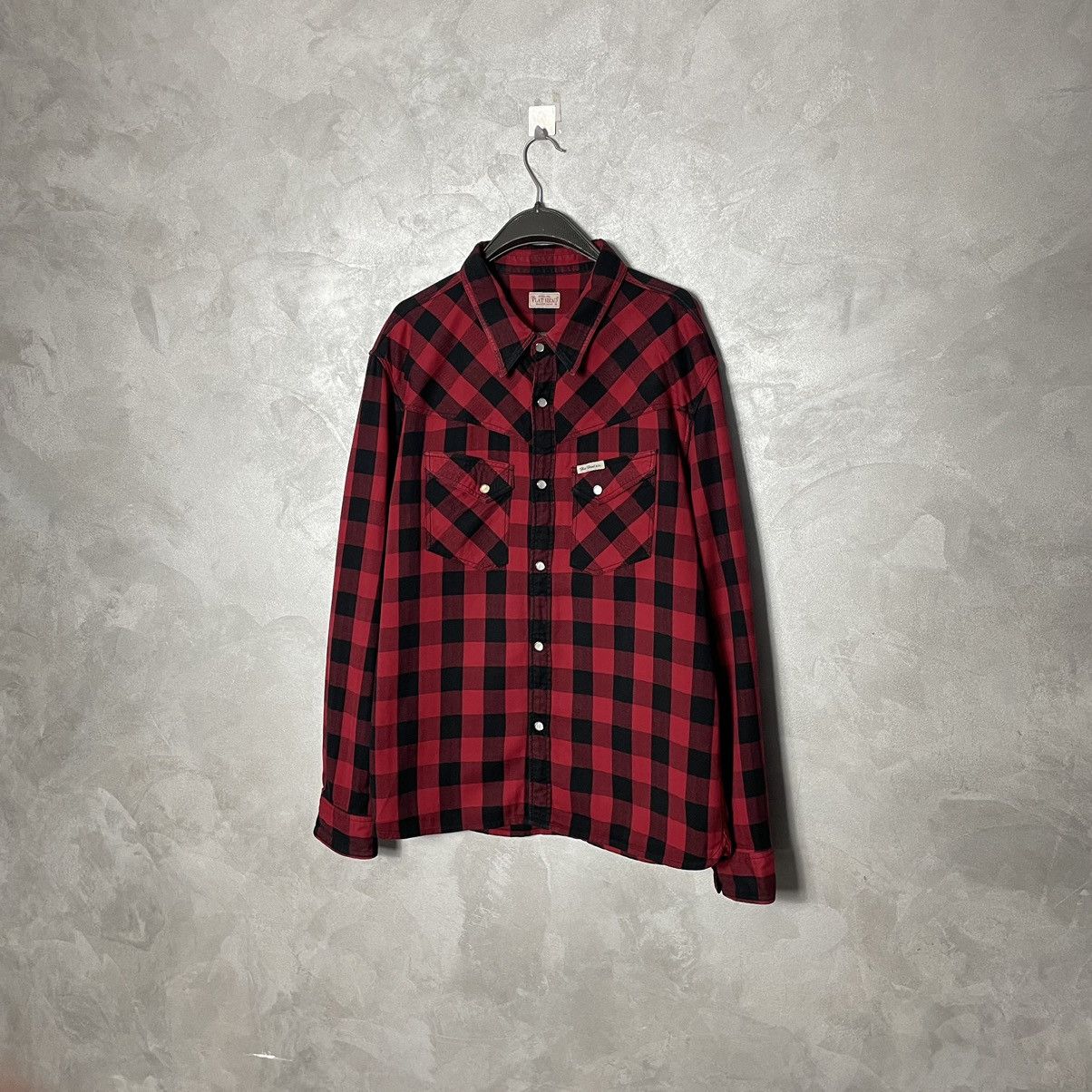 The Flat Head The Flat Head Ombré Check Western Shirt Black/Red Size US L / EU 52-54 / 3 - 2 Thumbnail