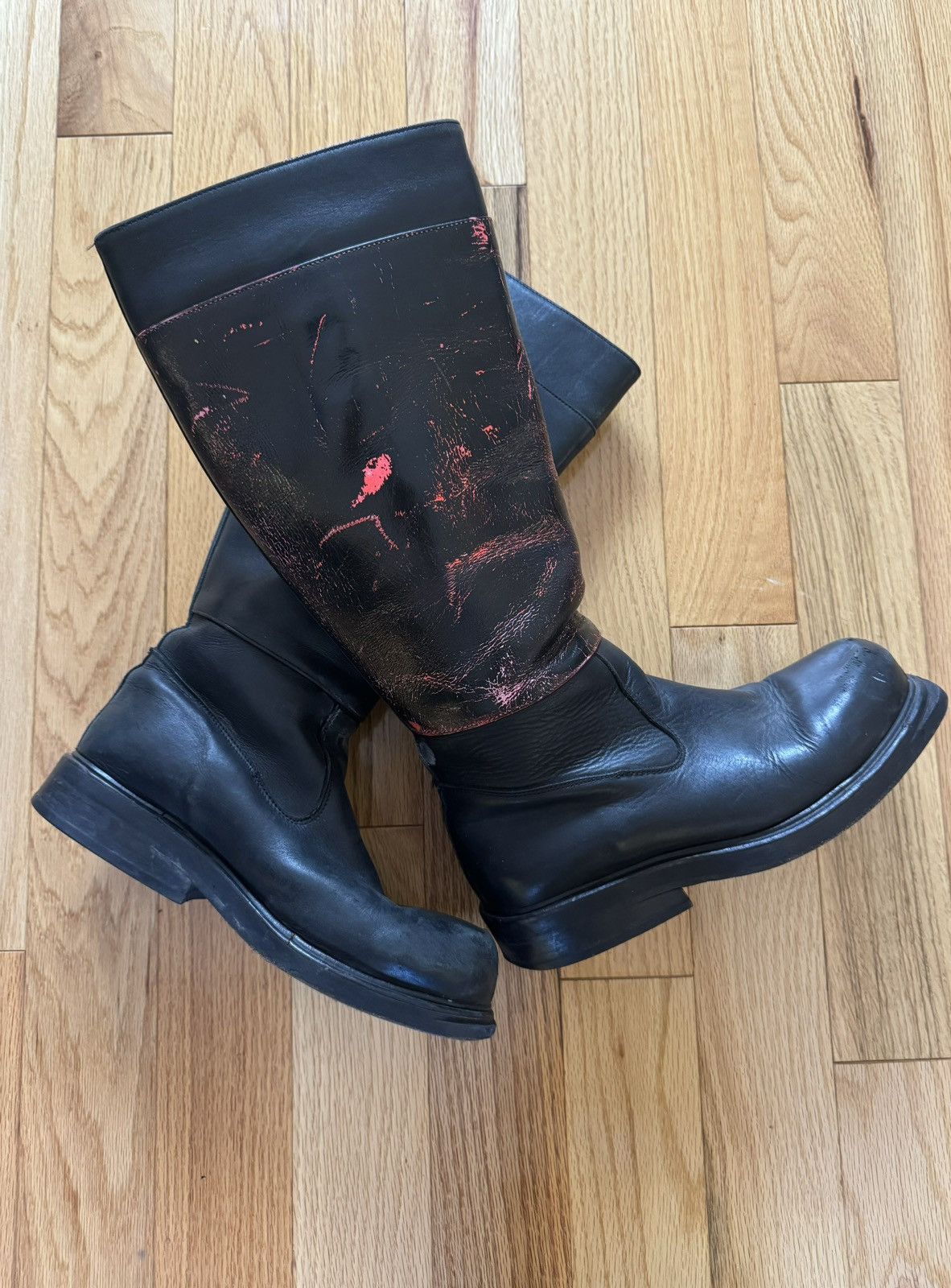 Dirk Bikkembergs Dirk Bikkembergs 1/1 Hand Painted Calfskin Leather Boots Size US 9 / EU 42 - 4 Thumbnail