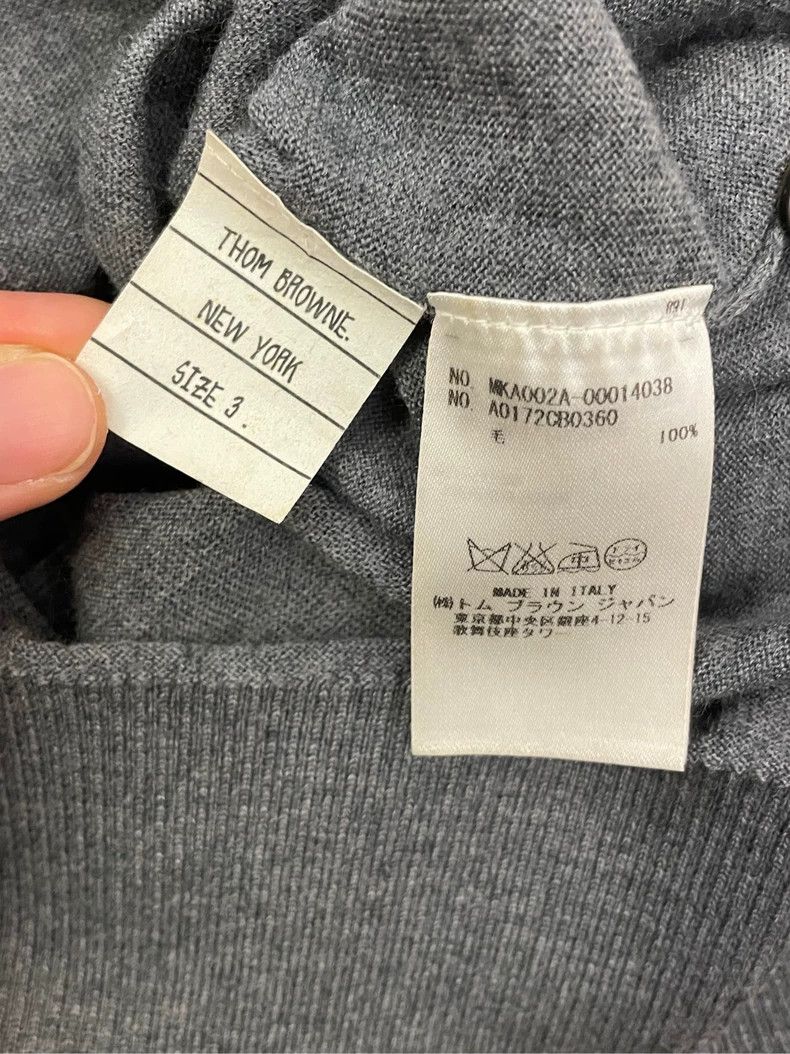 Thom Browne Thom browne Gray four-striped round-neck wool sweater 2504- Size US L / EU 52-54 / 3 - 6 Thumbnail