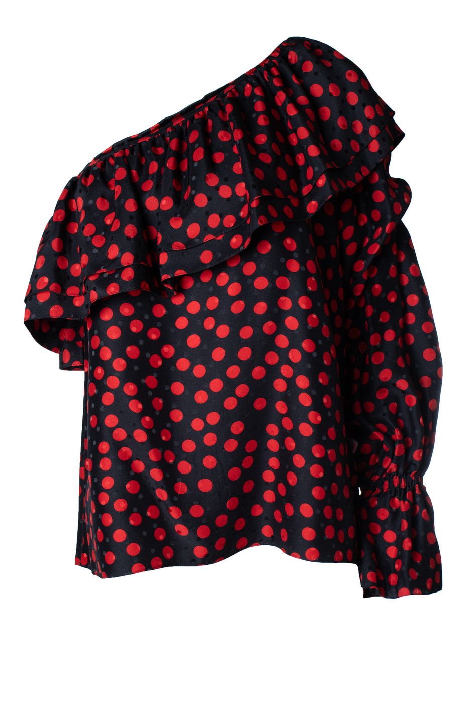 Saint Laurent Paris Saint Laurent, one shoulder polkadot blouse Size S / US 4 / IT 40 - 1 Thumbnail