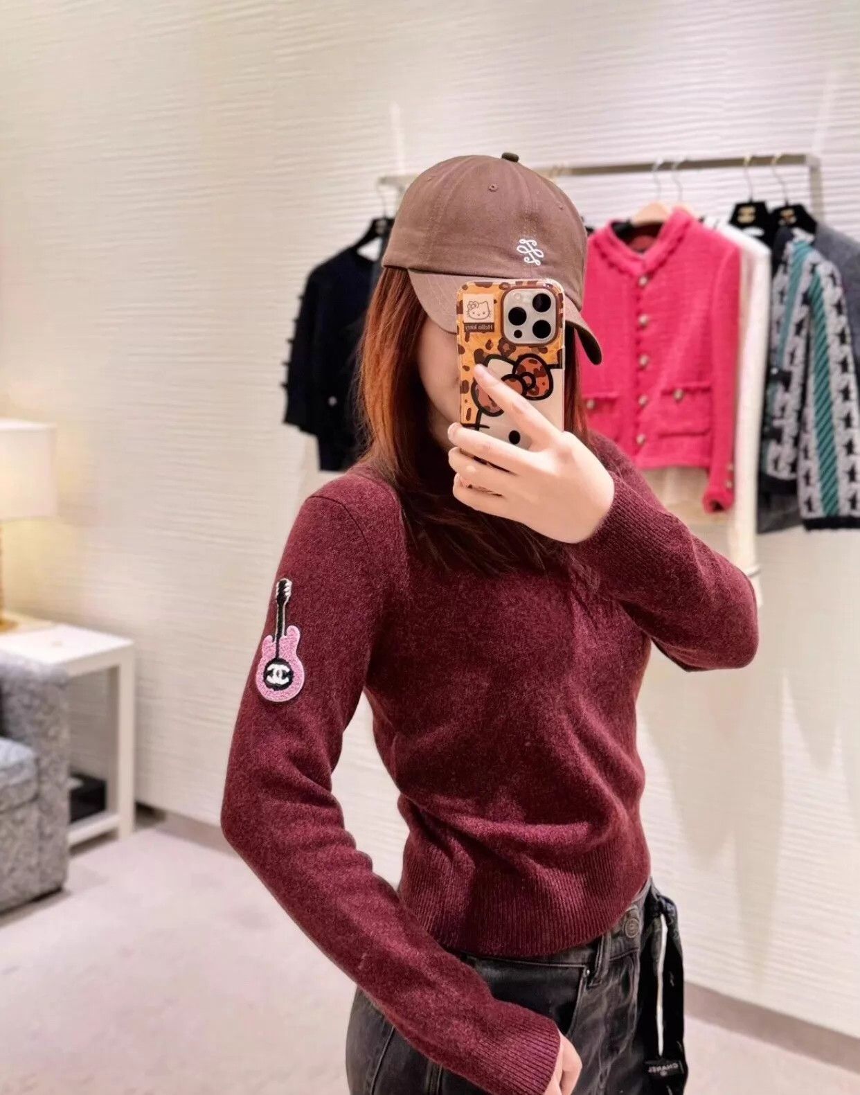 Chanel Chanel Burgundy Side-embroidered CC Guitar Logo Sweater Size M / US 6-8 / IT 42-44 - 2 Thumbnail