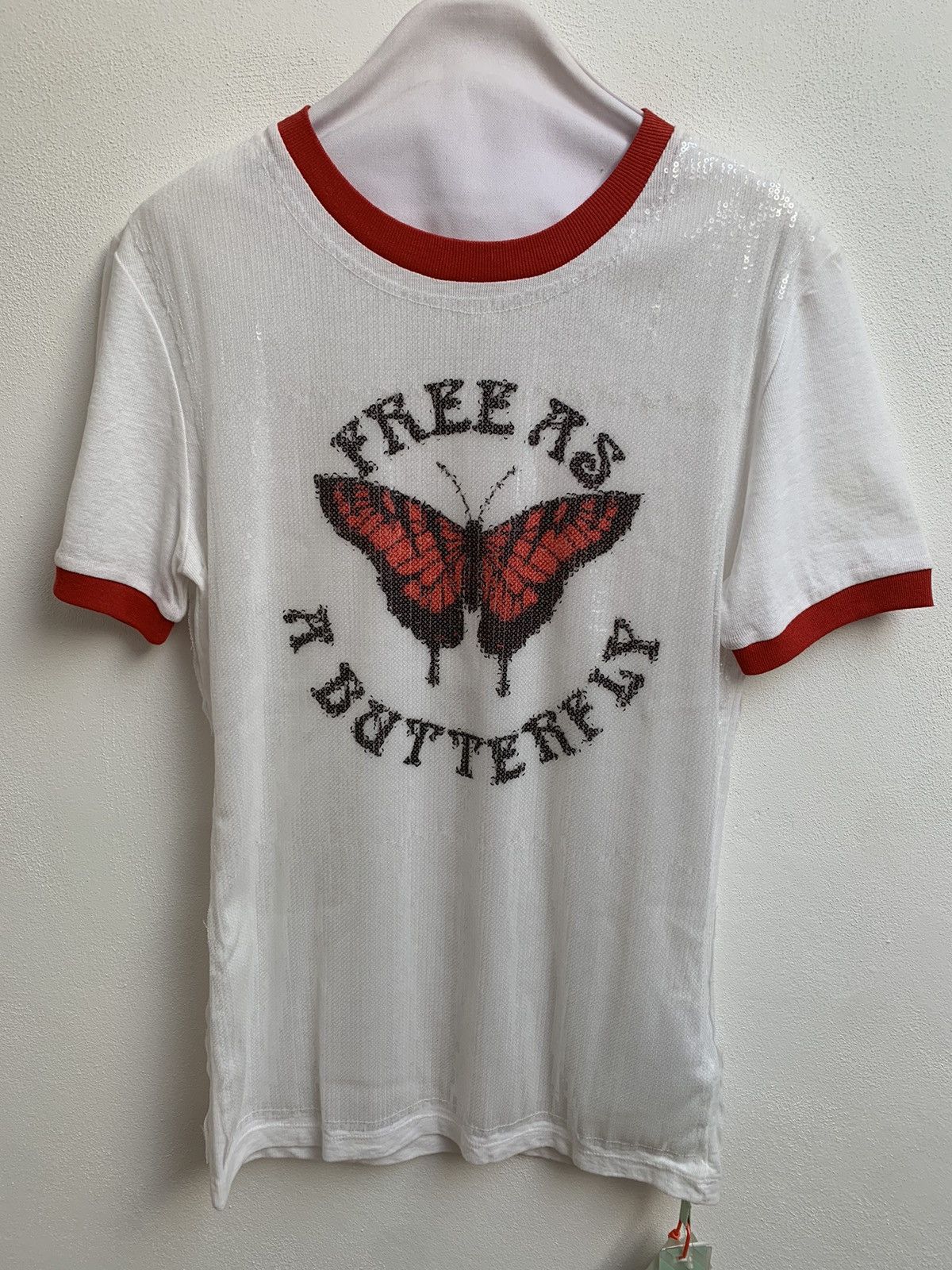 Payette Off-White Small Glitter Butterfly T-Shirt White