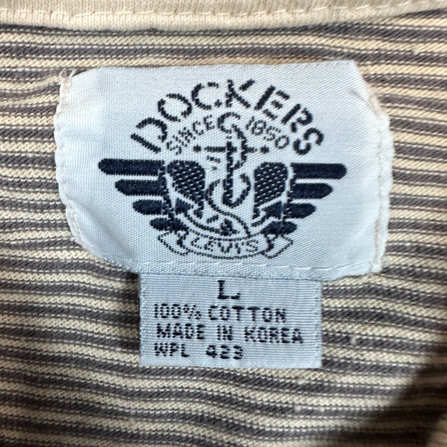 Dockers VINTAGE DOCKERS Polo Shirt Mens L Tan Stripes 90s Short Sleeve Preppy Casual Polo Shirt Golf Dockers Golf Mens L Tan Stripes 90s Outdoor Size US L / EU 52-54 / 3 - 6 Thumbnail