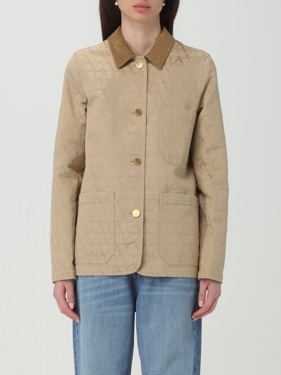 image of Valentino Jacket Woman Beige, Women's (Size Small)