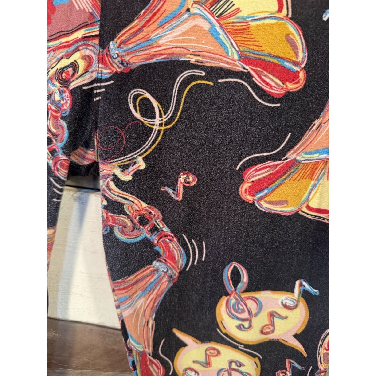 Other LuLaRoe Leggings OS One Size BLACK MUSIC NOTE Gently Used Size 29" - 2 Thumbnail