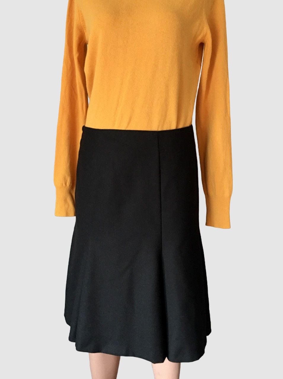 AKRIS Punto Black Wool Womens Designer Midi Skirt US 8 EU 38