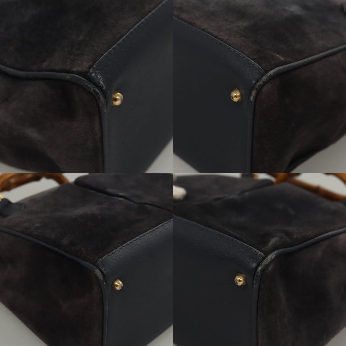Gucci GUCCI Bamboo Hand Bag Suede Navy Gold 000 123 000 123 Size ONE SIZE - 10 Thumbnail