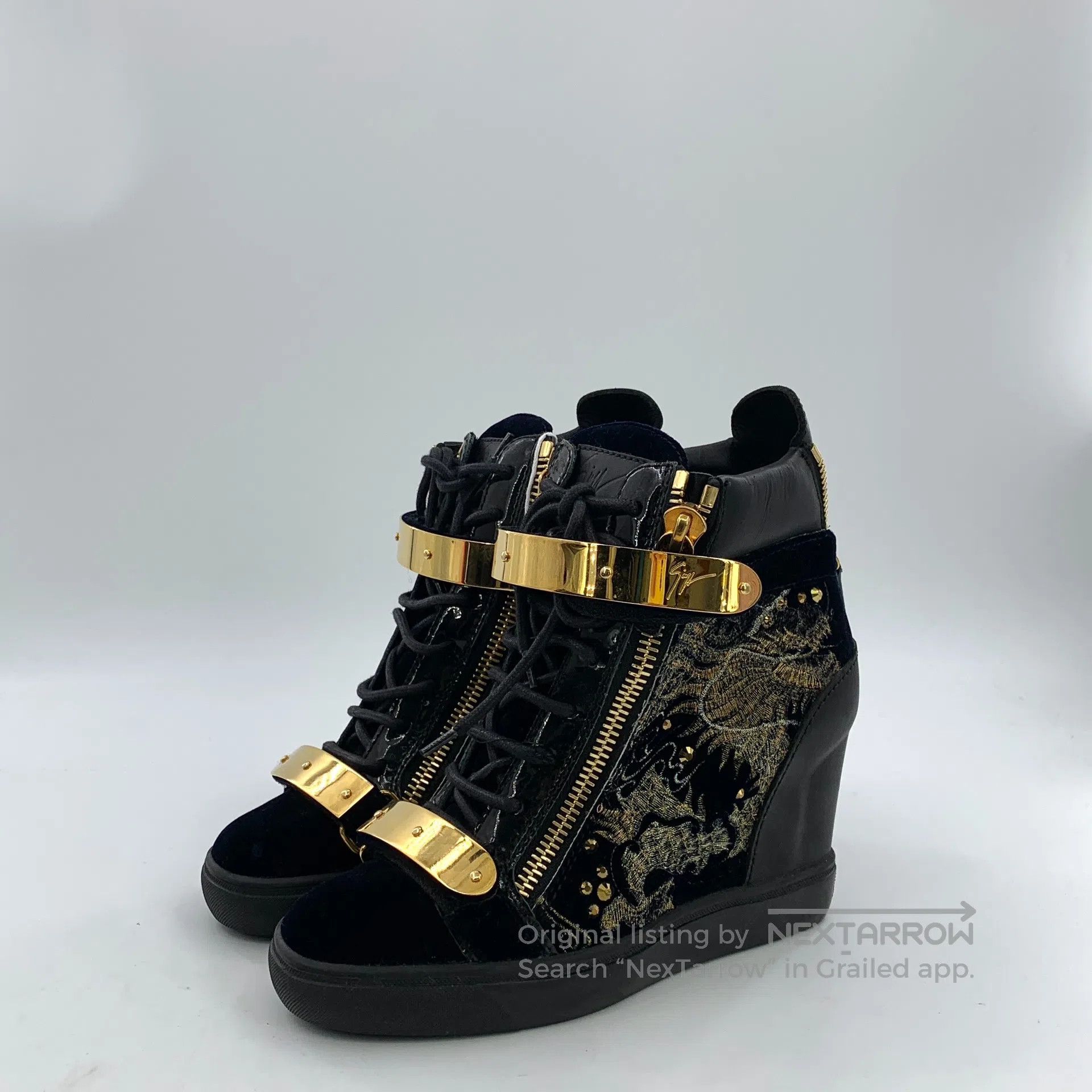 Other iuseppe Zanotti Black Heavy Embroidery Double Zip Design L Size US 6.5 / IT 36.5 - 1 Thumbnail