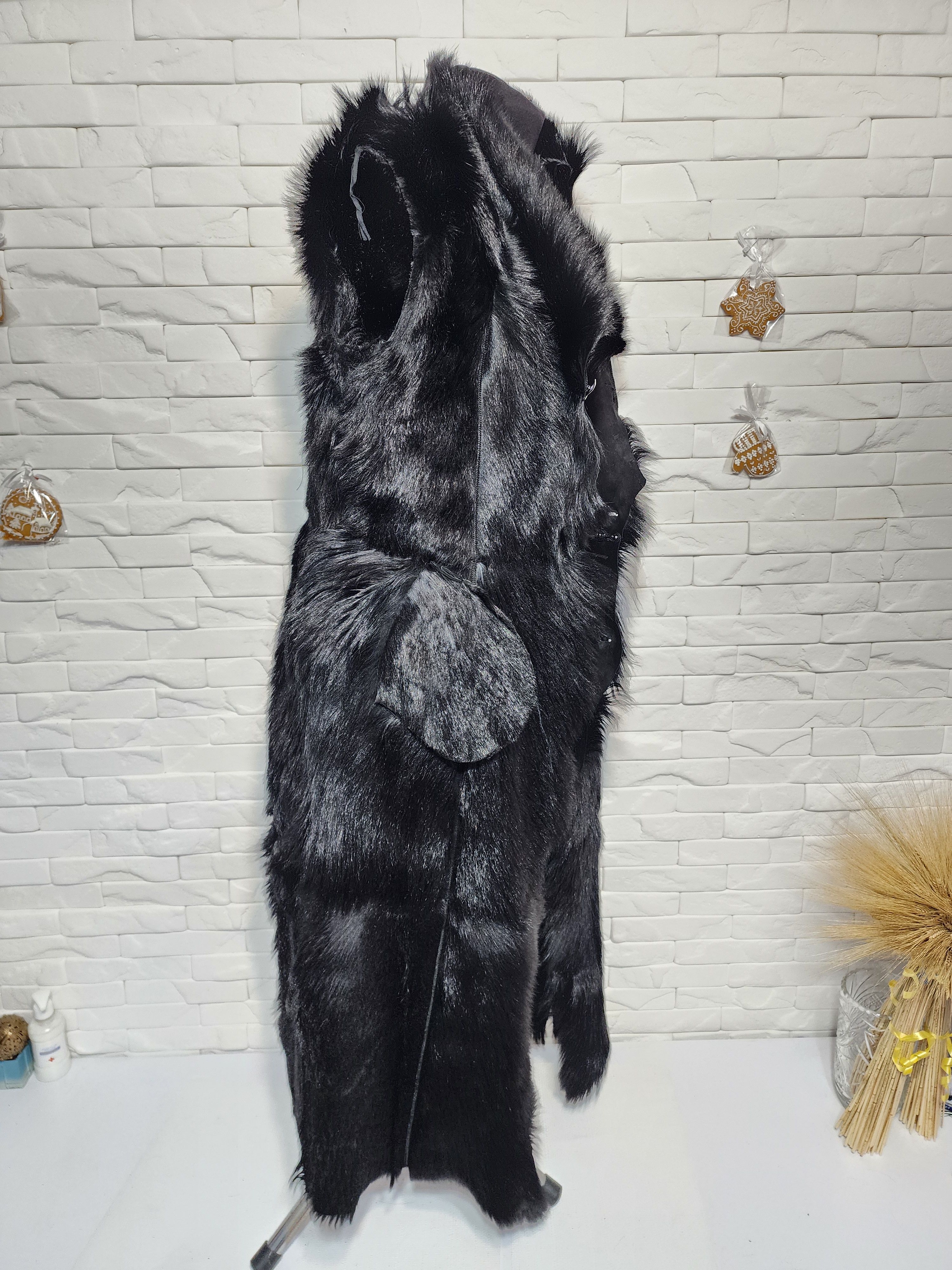 Furla Black Goat Fur Coat: Women's Fur Jacket, Button Front Size L / US 10 / IT 46 - 8 Thumbnail