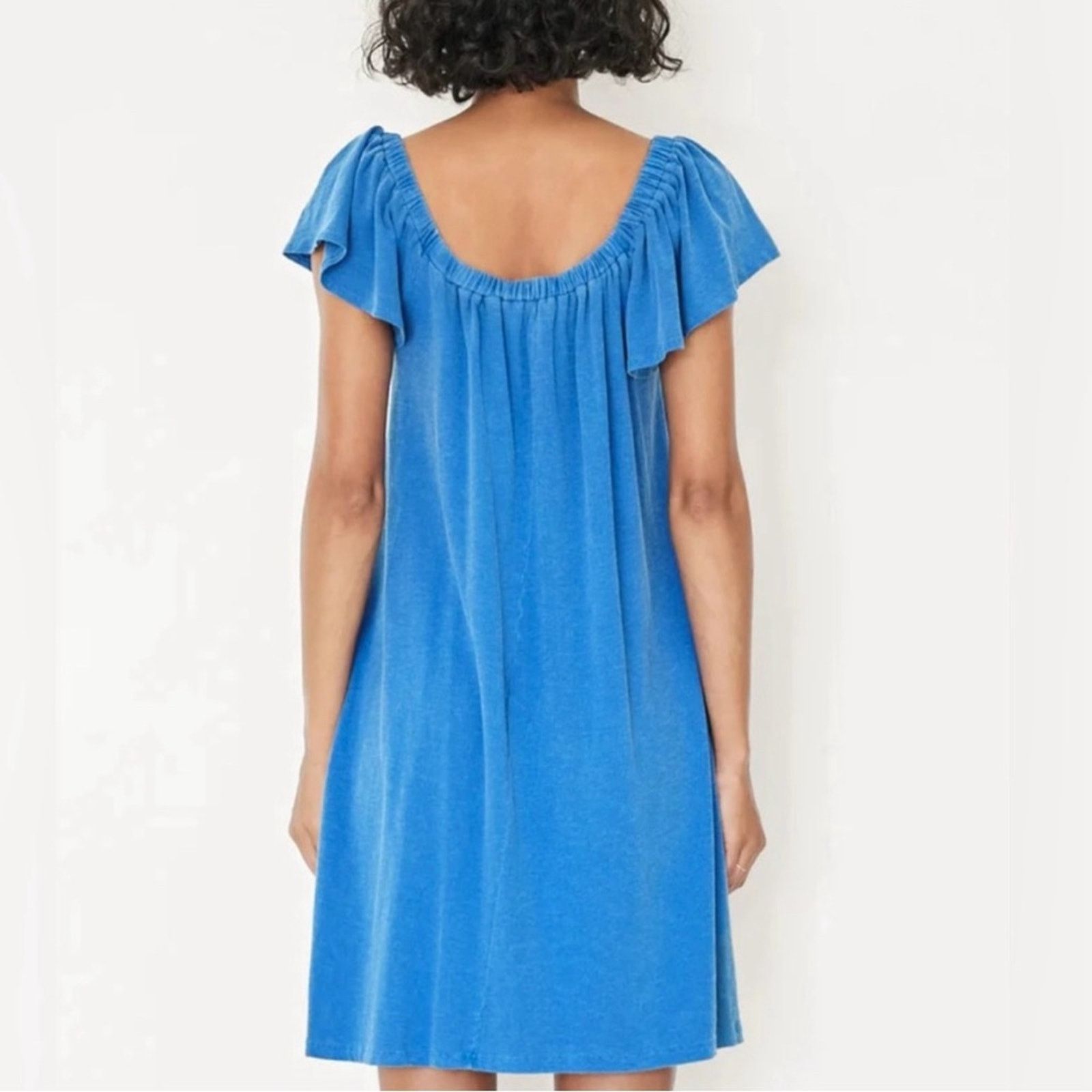 Sundry Sundry Mini Trapeze Dress Blue Square Neck Flutter Sleeve S Size S / US 4 / IT 40 - 2 Thumbnail
