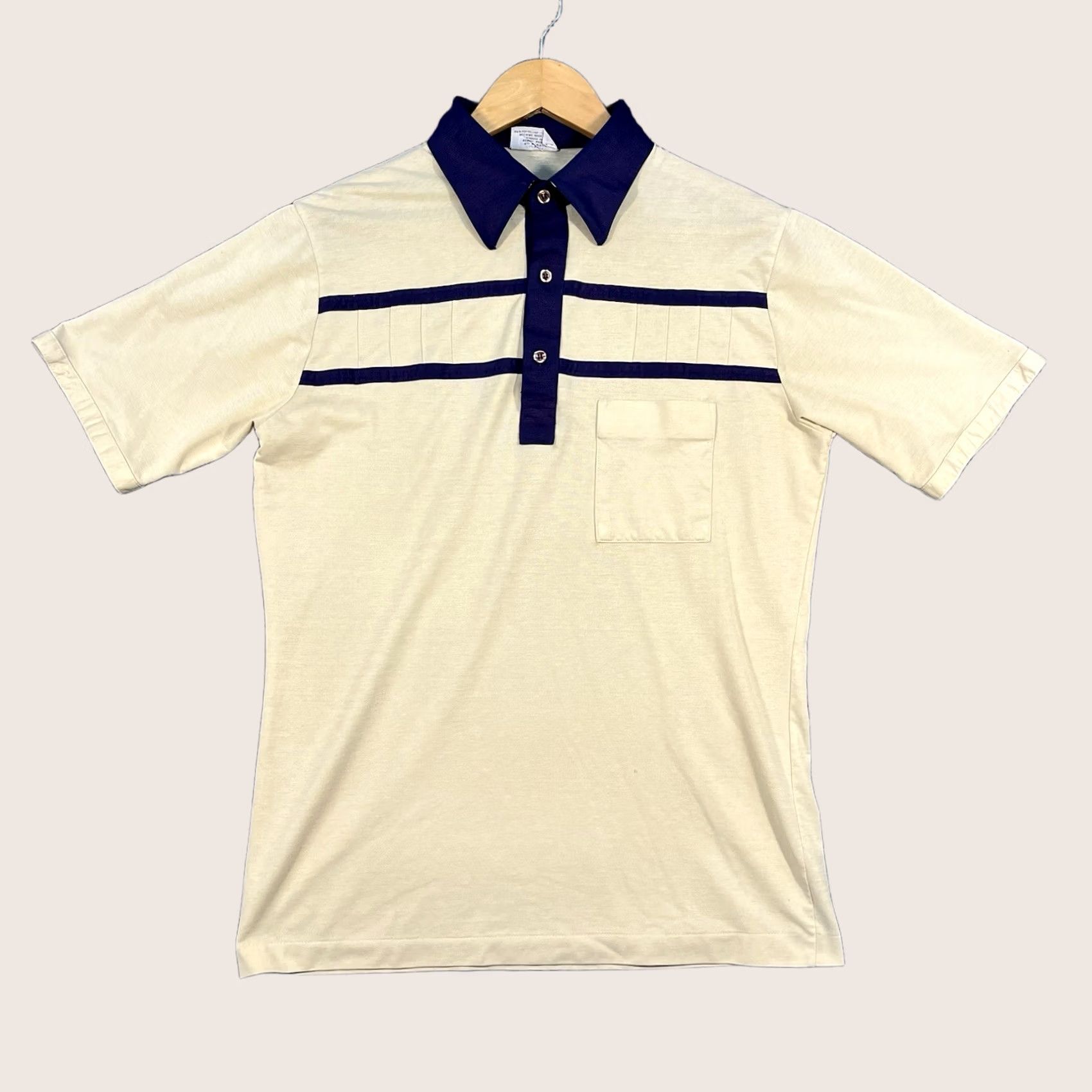 Vintage VINTAGE Joel Polo Shirt Mens Medium Beige Striped 70s Dagger Collar Disco Groovy True Size US M / EU 48-50 / 2 - 1 Thumbnail