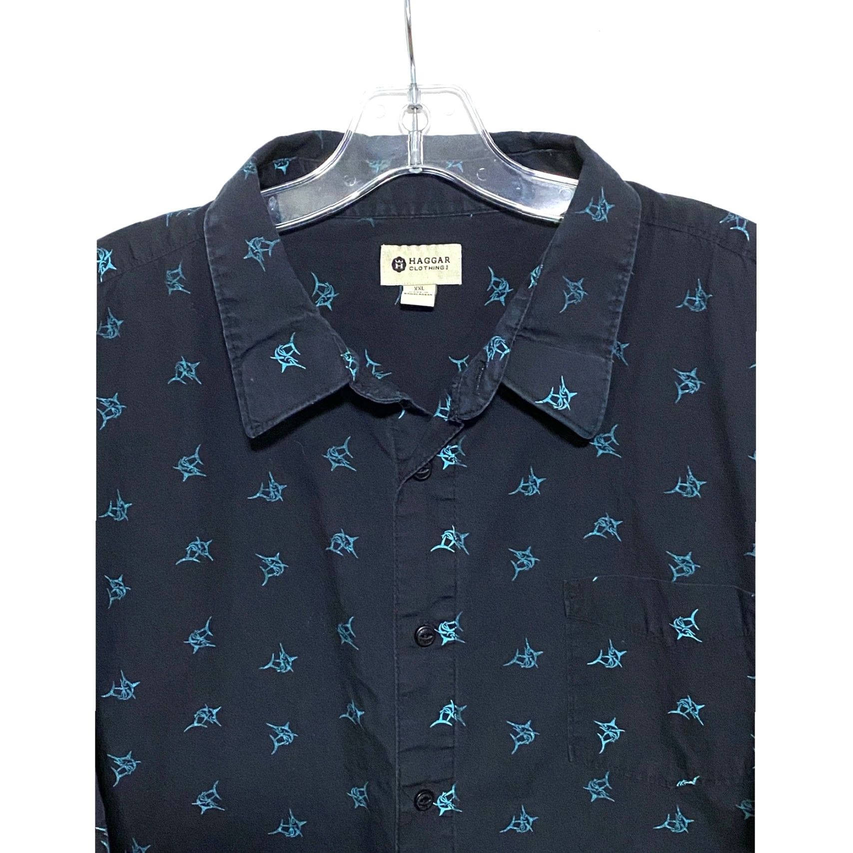 Haggar VINTAGE Haggar Button-Up Shirt Men 2XL Nautical Marlin AOP Short Sleeve Blue Navy Casual Travel Workwear Size US XXL / EU 58 / 5 - 2 Thumbnail