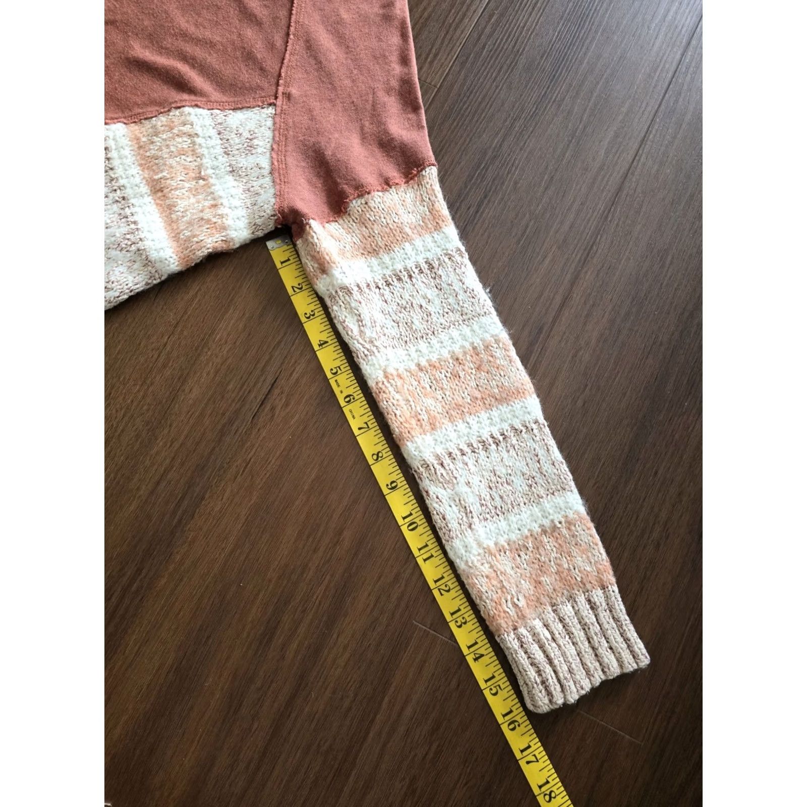Free People Free People Oversized Knit Sweater Women's Medium Burnt Orange Two Tone Bohemian Knit Pullover Long Sleeve Casual Size M / US 6-8 / IT 42-44 - 4 Thumbnail