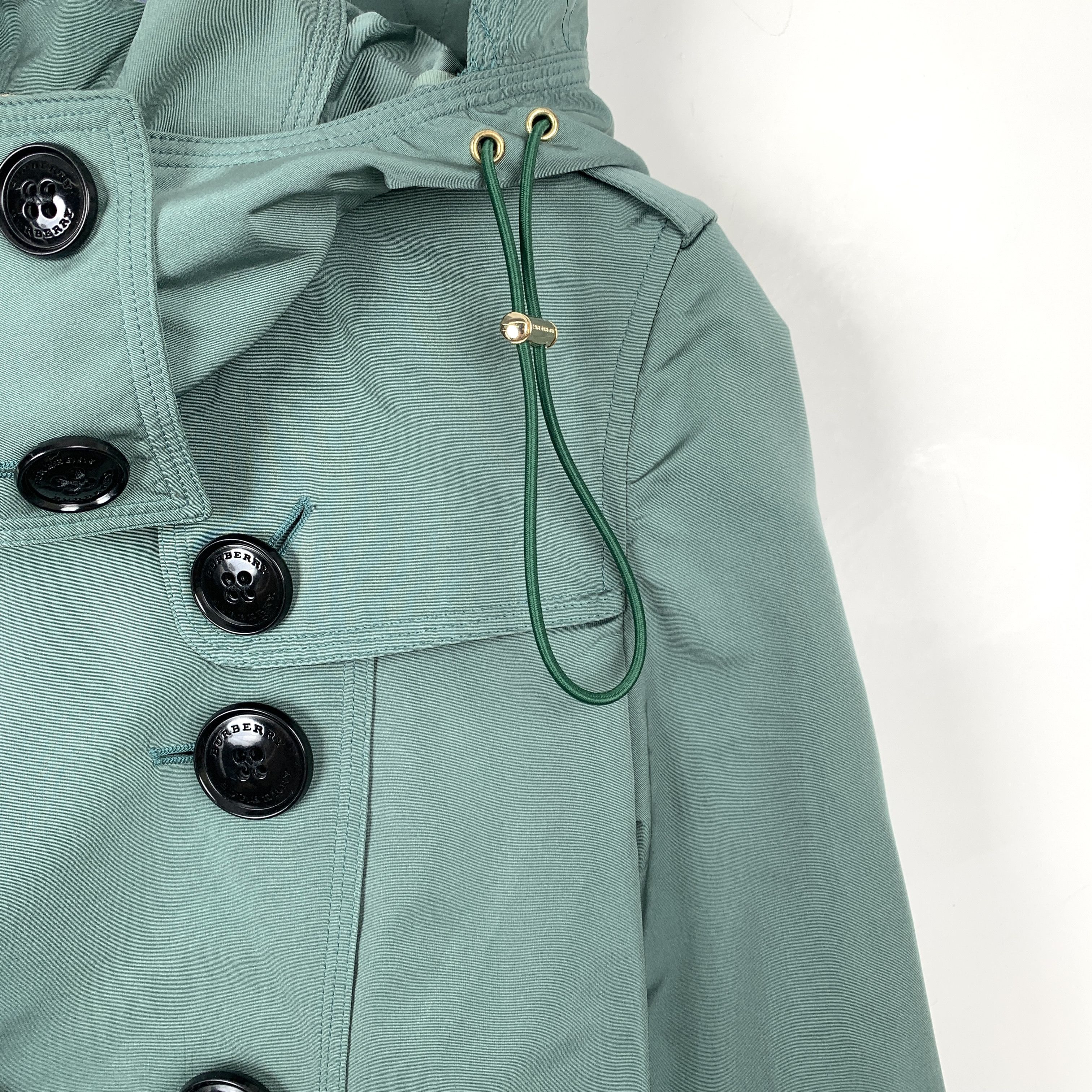 Burberry Burberry Green Cotton Hooded Trench Coat (Size 36) Size XS / US 0-2 / IT 36-38 - 5 Thumbnail