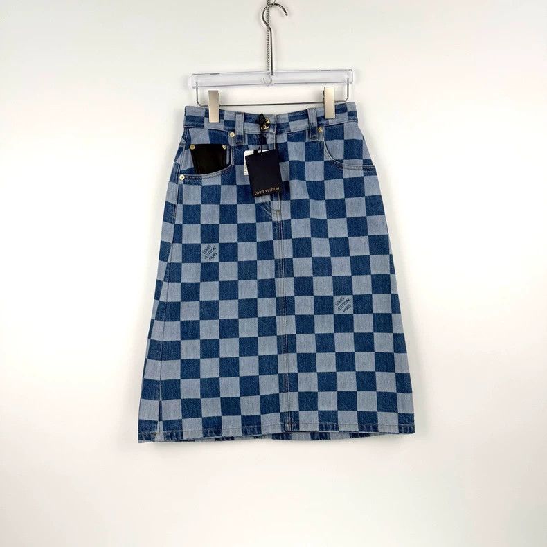 Louis Vuitton Louis Vuitton Washed blue checkerboard sailor button denim Size 35" - 3 Thumbnail