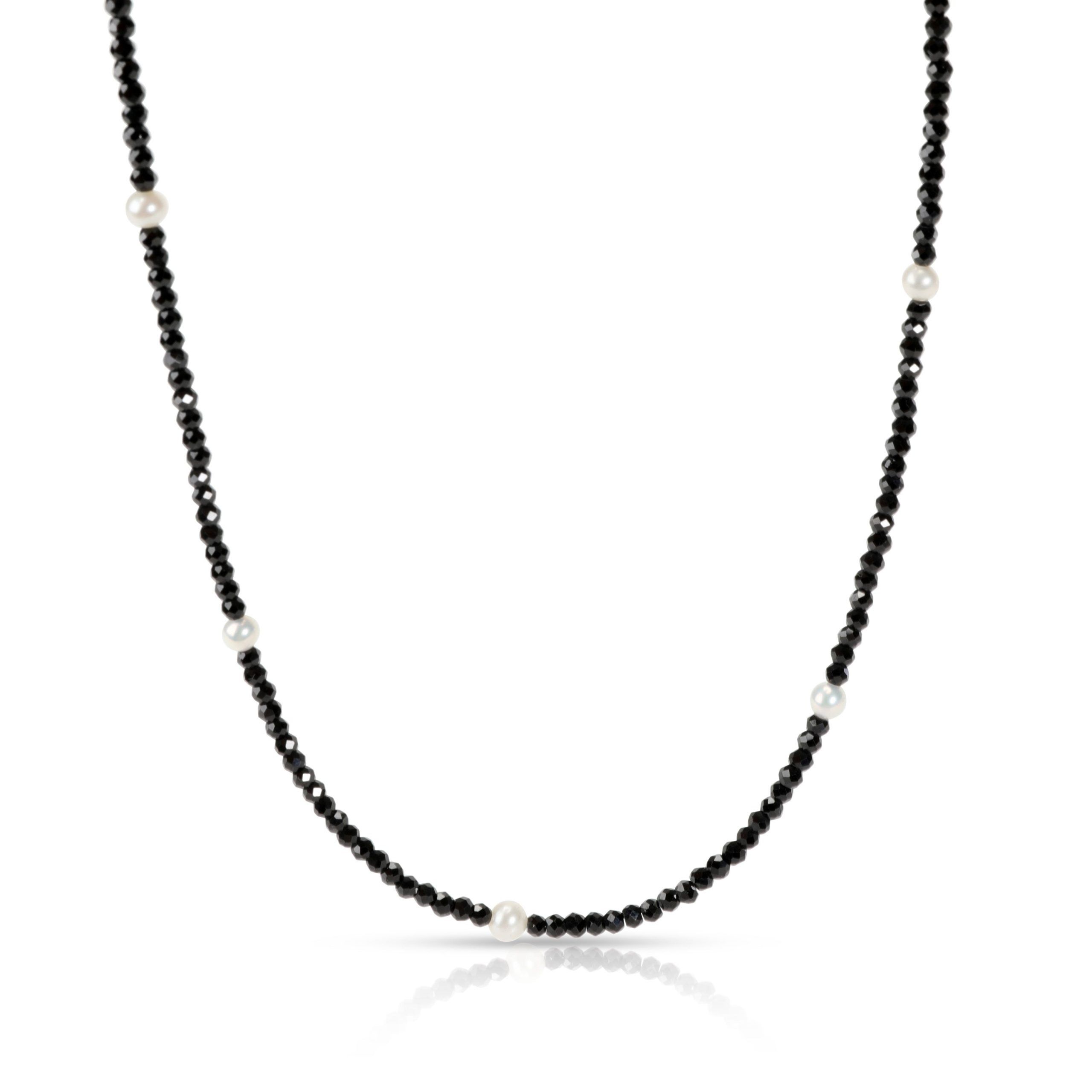 Tiffany Faceted Black Spinel Freshwater Pearl Necklace in