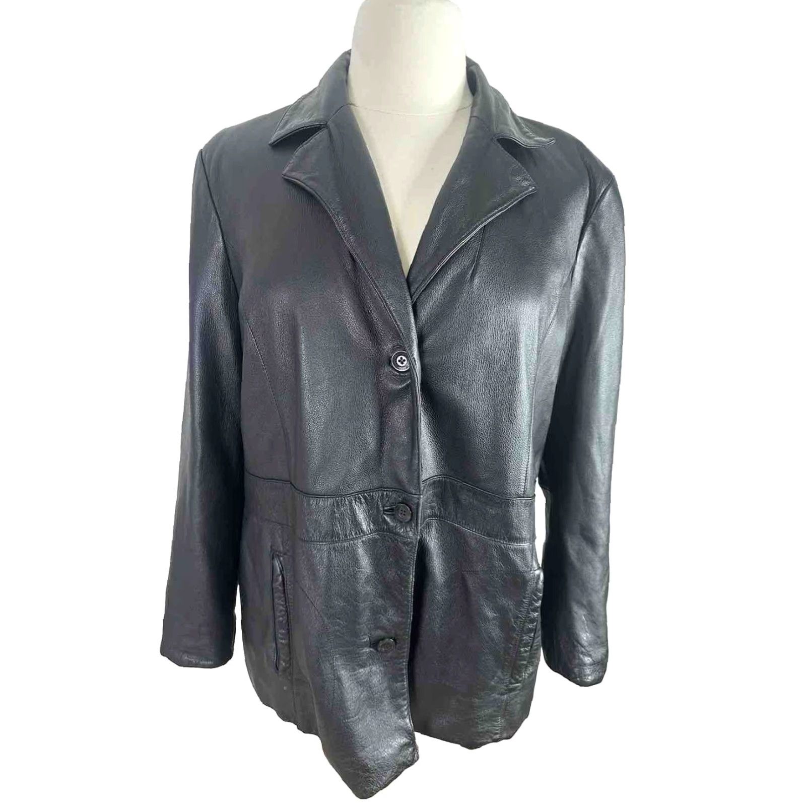 Vintage VINTAGE Wilsons Leather Women's Jacket 3XL Black Moto Biker Motorcycle Bomber Jacket Womens 3XL Black Motorcycle Vintage Wilsons Leather Size XXL / US 16-18 / IT 52-54 - 2 Thumbnail