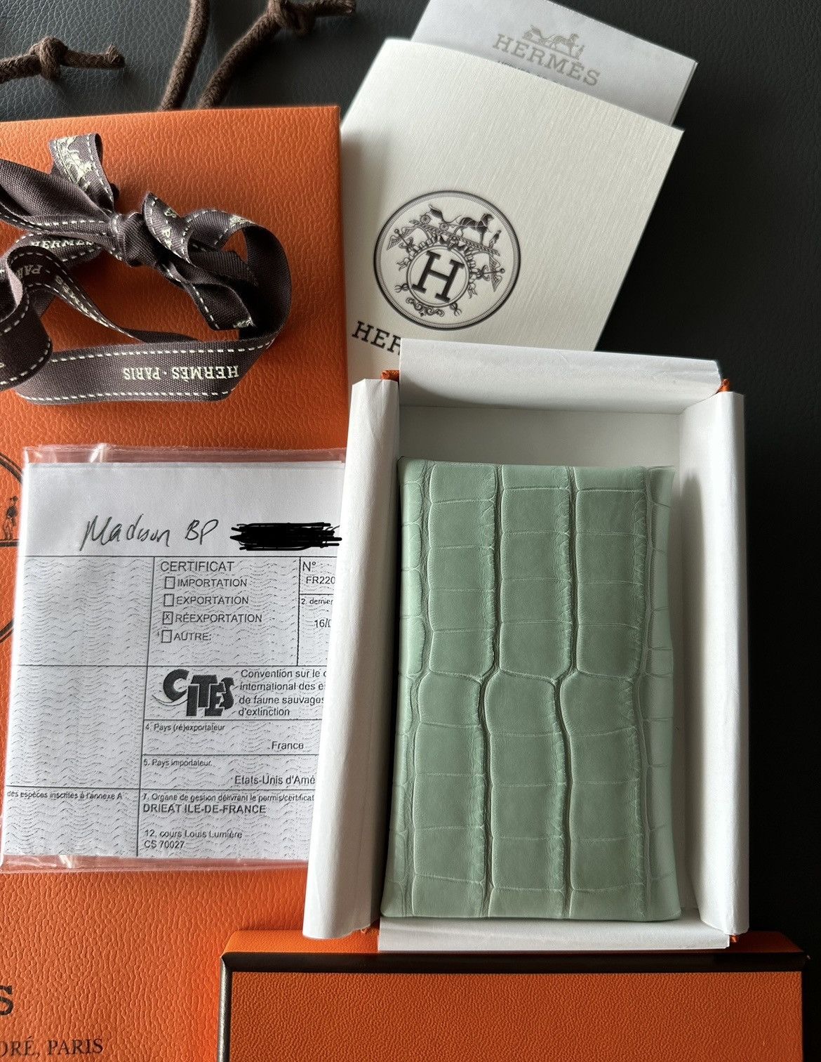 Super Rare Brand New Hermes Matte Croc 🐊 Calvi Wallet