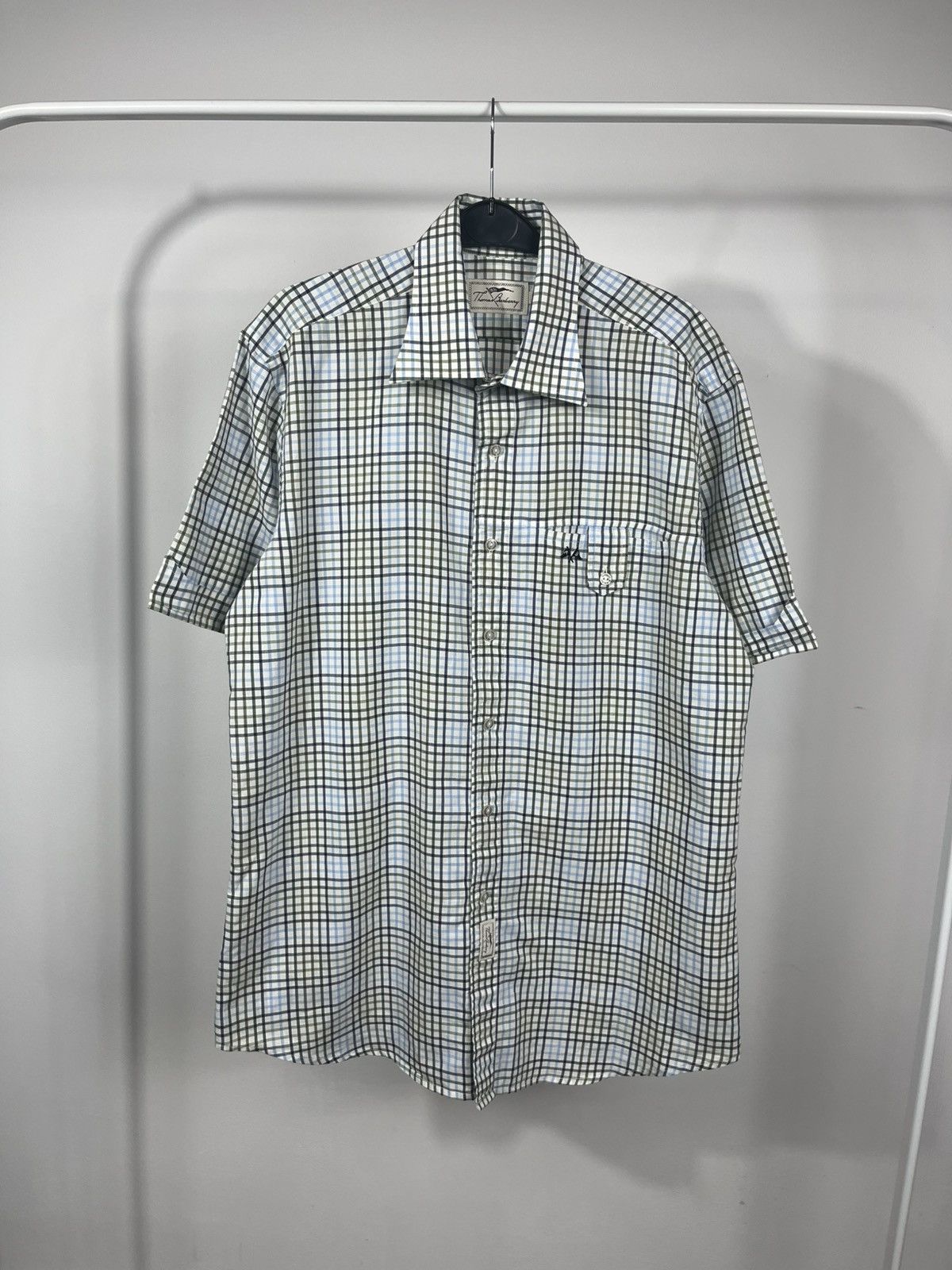 Thomas Burberry Checkered Short Sleeve Shirt Size XL
