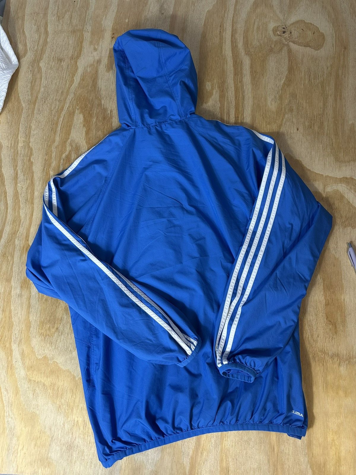 Adidas × Vintage Adidas Windbreaker Hoodie Blue 3-Stripes Pullover Jacket Size US M / EU 48-50 / 2 - 5 Thumbnail