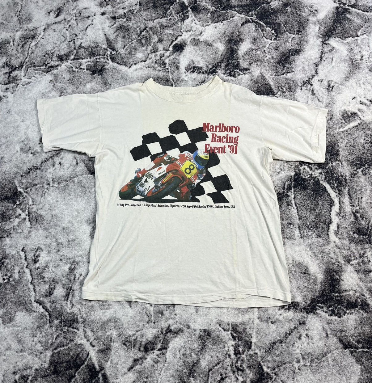 Marlboro Vintage Marlboro Racing Tee 1991 Moto Graphic White L Size US L / EU 52-54 / 3 - 1 Thumbnail