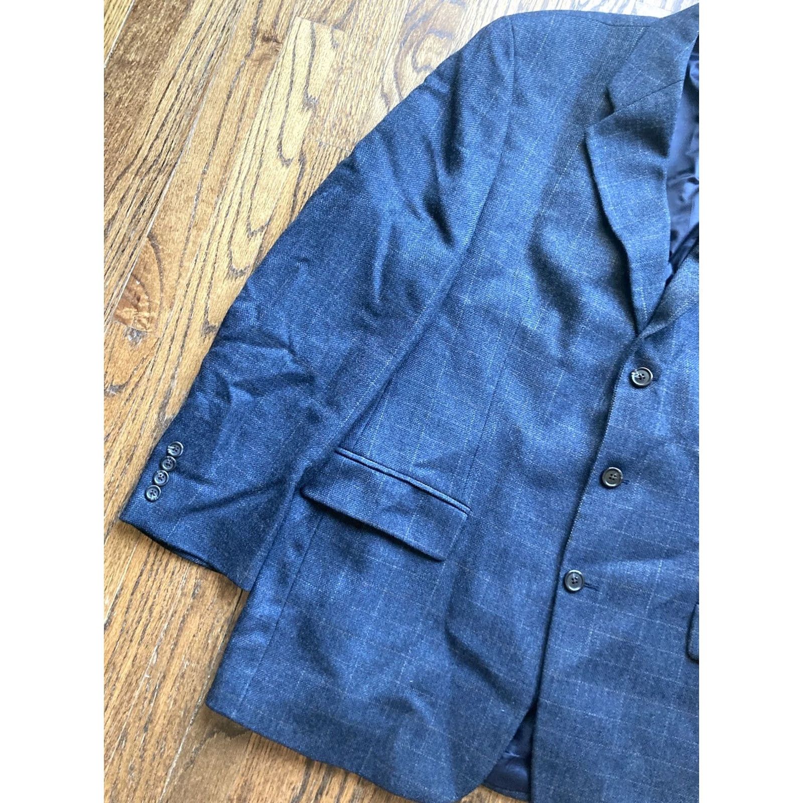 Ralph Lauren Lauren Ralph Lauren Blazer Jacket Mens Size 44R Blue Navy Plaid Check Wool 3 Button Size 44R - 2 Thumbnail