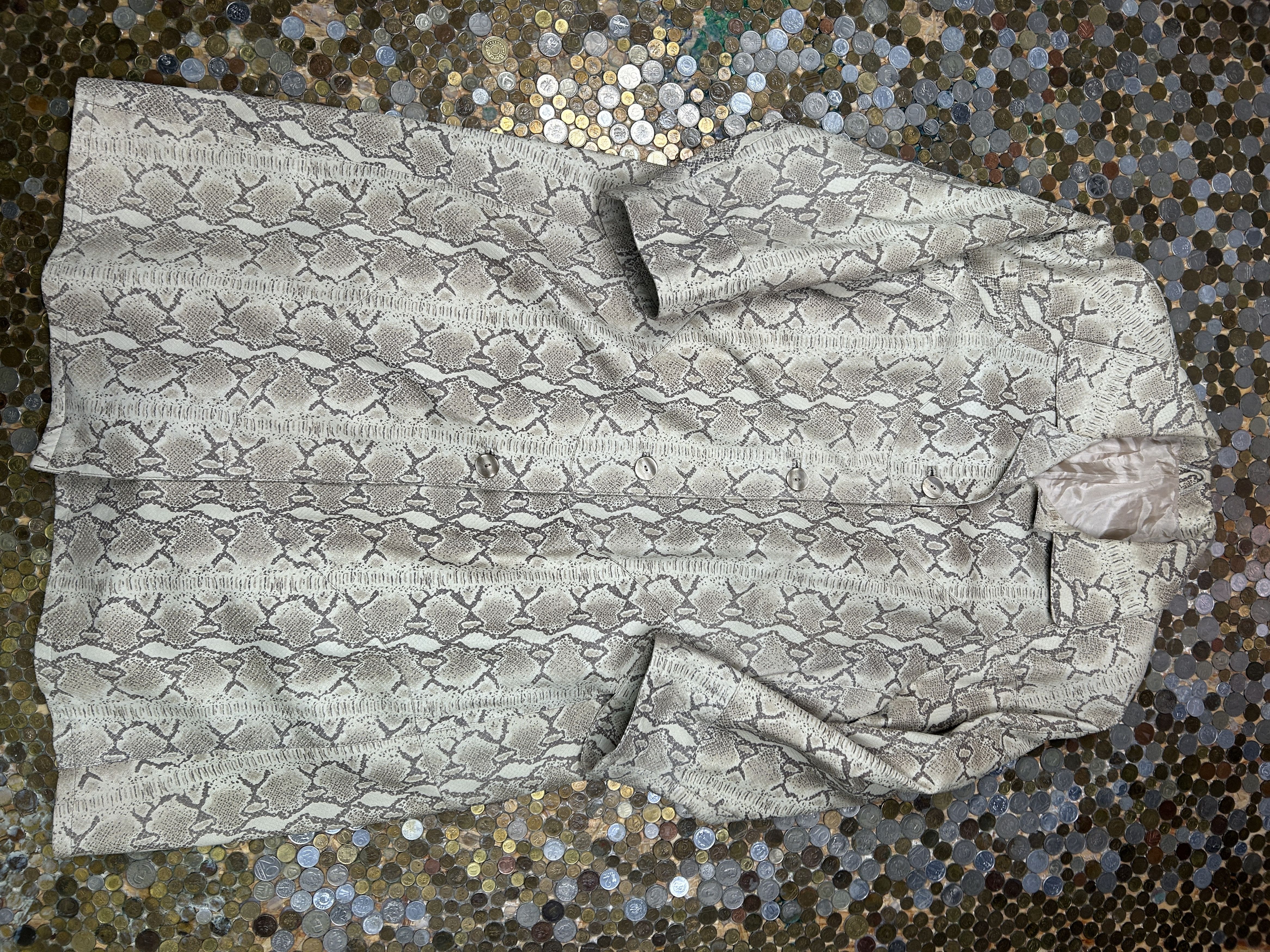 image of Vera Pelle Leather Coat Vintage Snake Skin Long Jacket 80's in Snakeskin, Men's (Size XL)